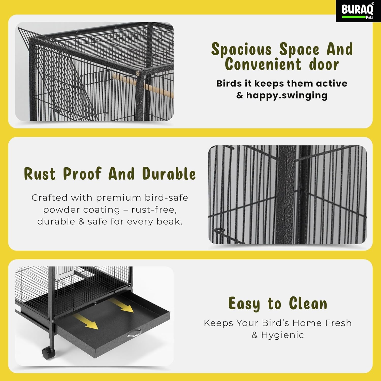 38 - Inch XXL Bird Cage – With Wheels & Accessories Set - BURAQ PETS