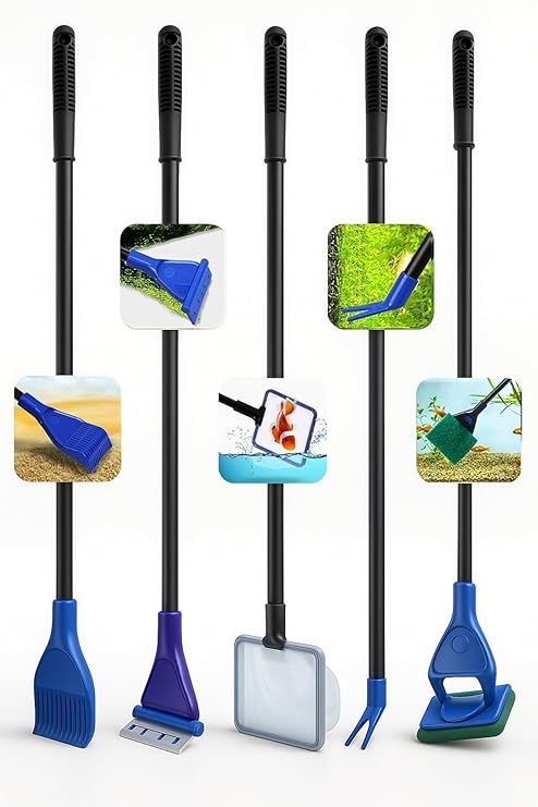 5 in 1 Aquarium Cleaning Kit - For Cleaning Aquarium, Fish Tank Accessory - BURAQ PETS