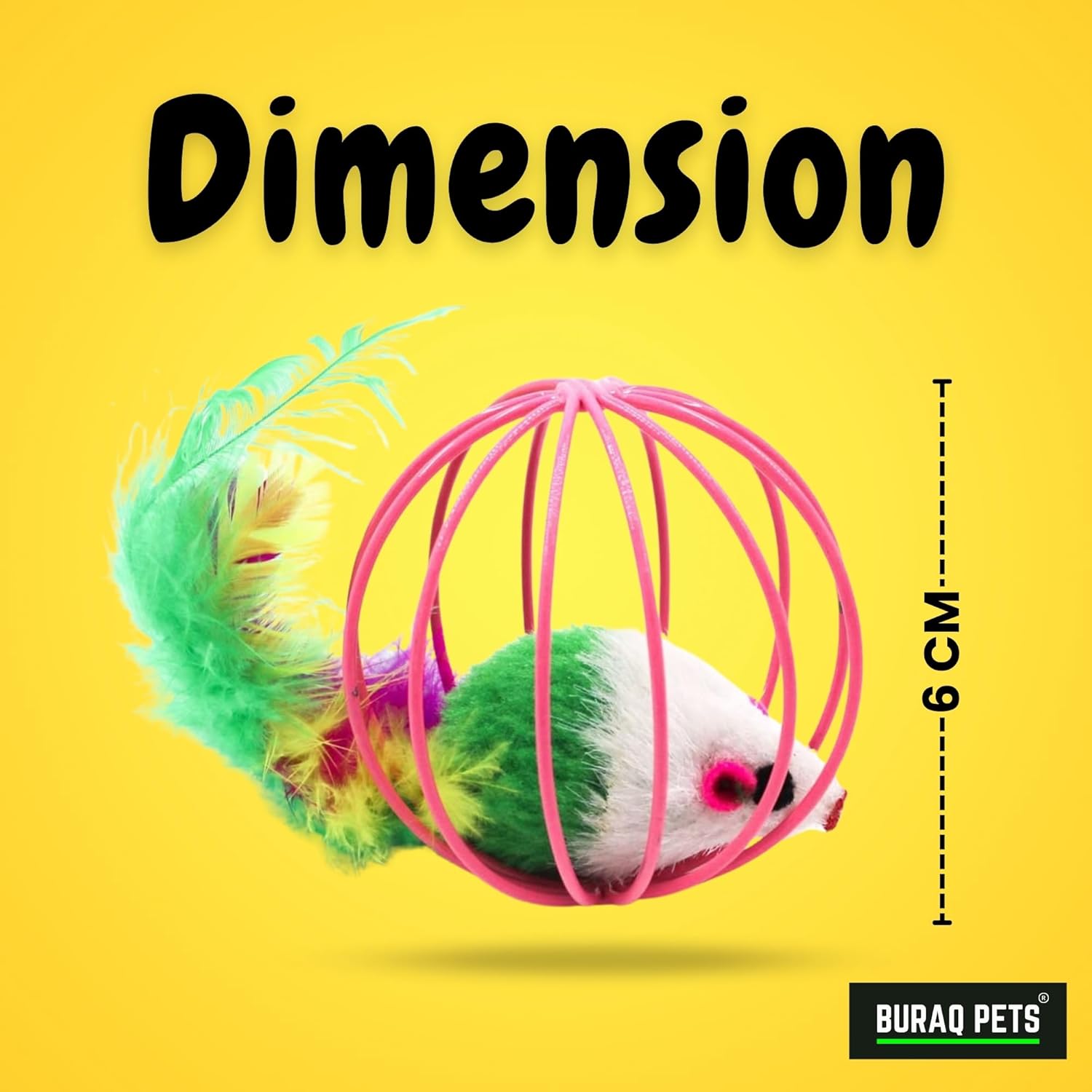 BURAQ 2 Pcs Cat Ball Toy, Cute & Fun Interactive Caged Rats Rolling Cat Balls, Mouse Ball Toys Cat Toys for Kittens