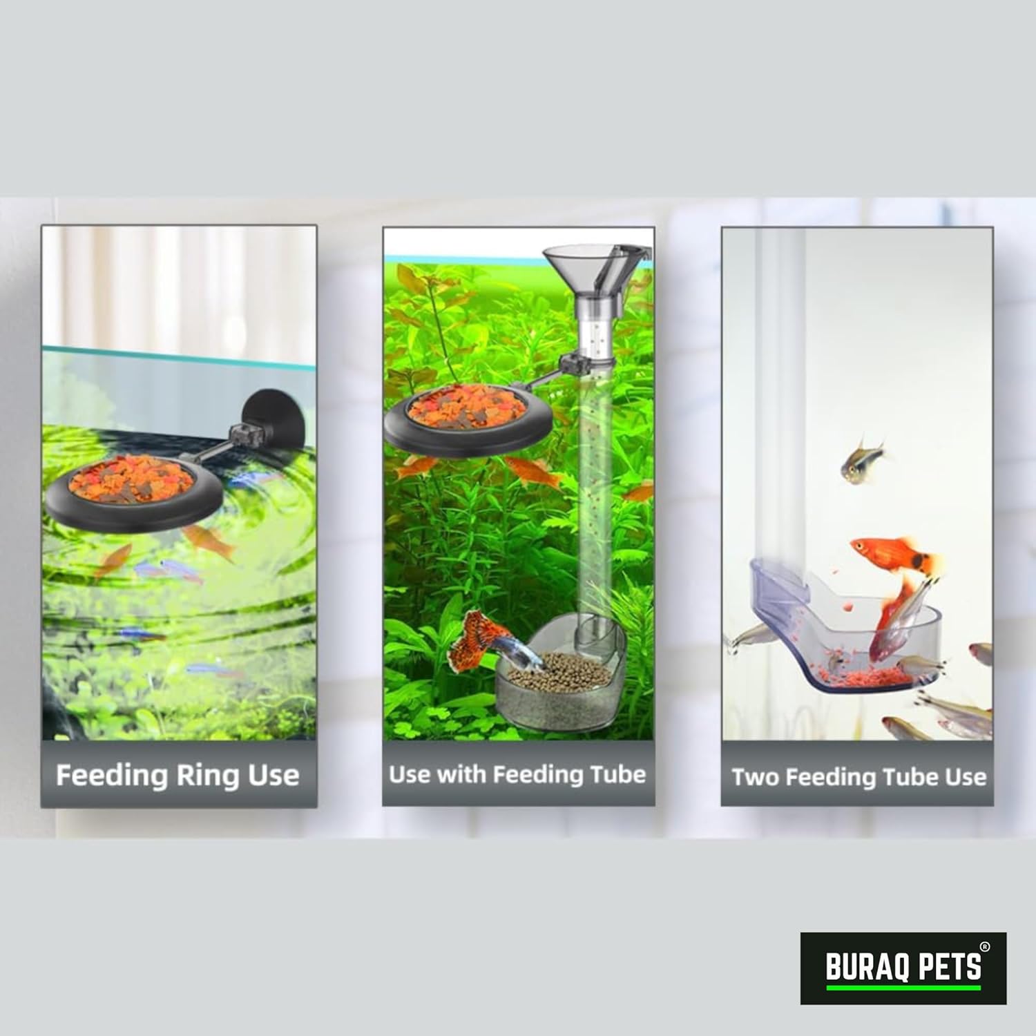 Buraq Pets Fish Tank Multi-Functional Fish Feeder Tube Set with Funnel & Fish Feeding Ring, Fish Food Feeding Tube for Aquarium Fish Tank