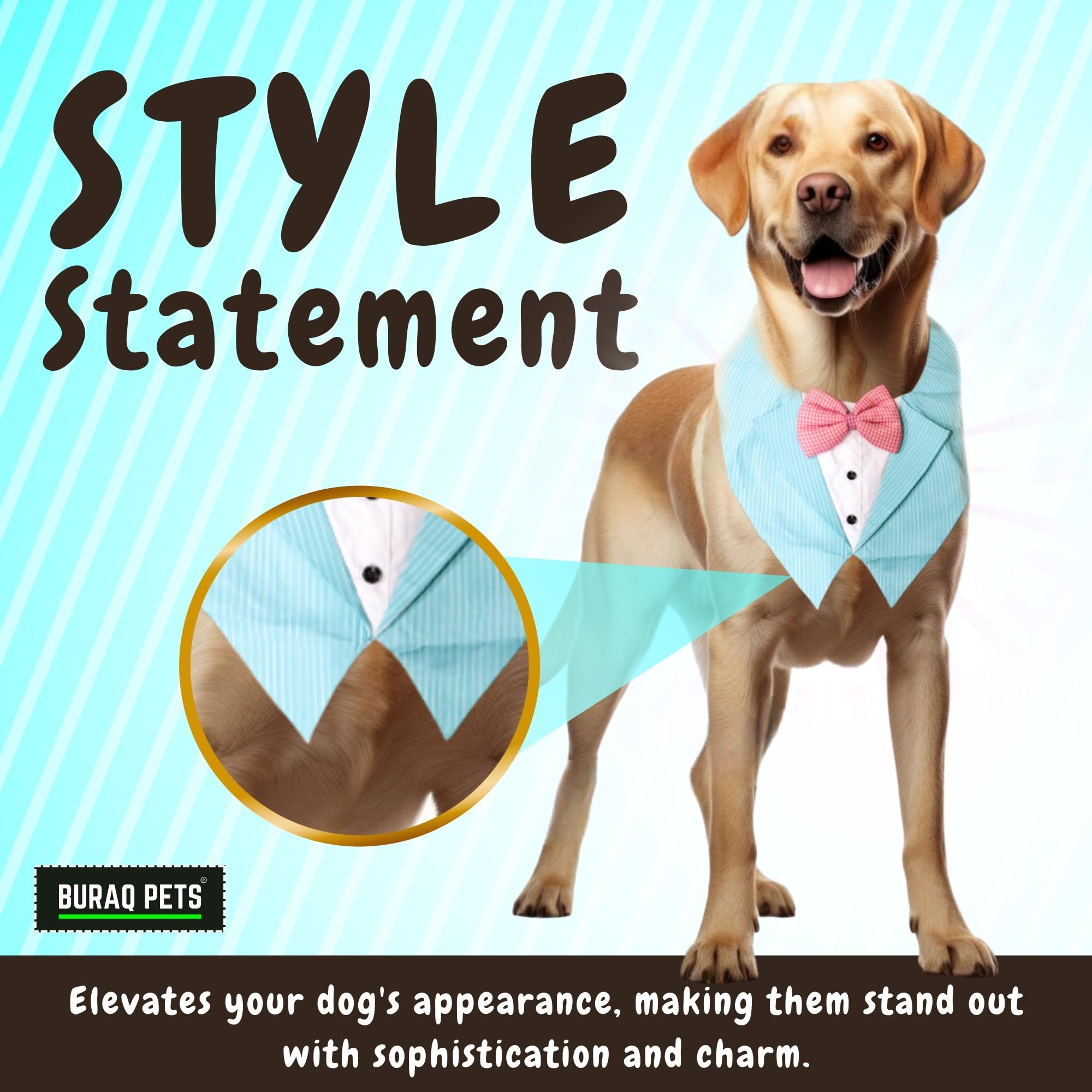 Dog Tuxedo Aqua Blaze Bandana
