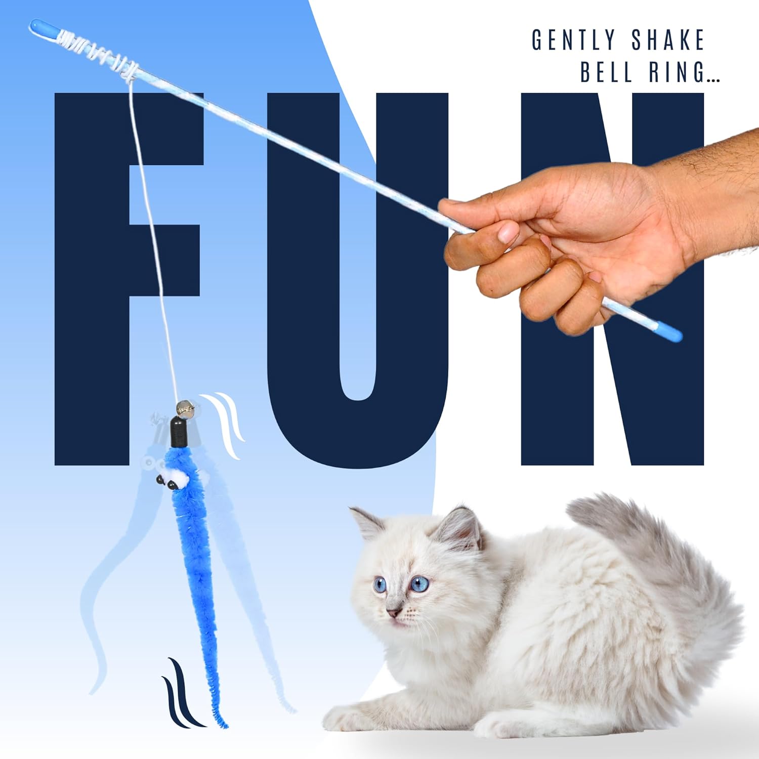 BURAQ Interactive Cat Plastic Toy with Bell Help Your Cats Keep Active | Playing | Training | Plastic Stick | Teaser Toy for Cats & Other Pets (Cat Plastic Teaser Toy)