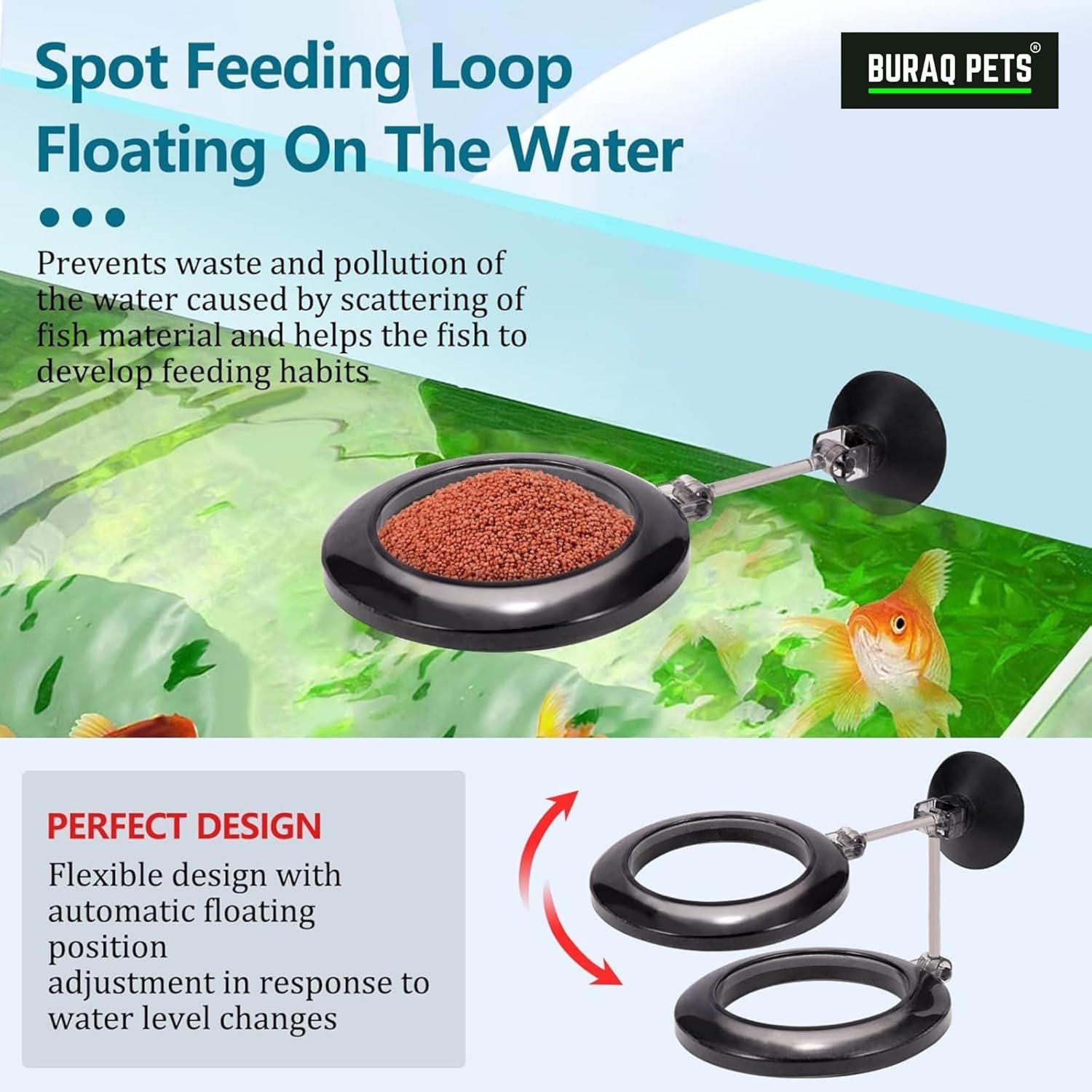 Buraq Pets Fish Tank Multi-Functional Fish Feeder Tube Set with Funnel & Fish Feeding Ring, Fish Food Feeding Tube for Aquarium Fish Tank