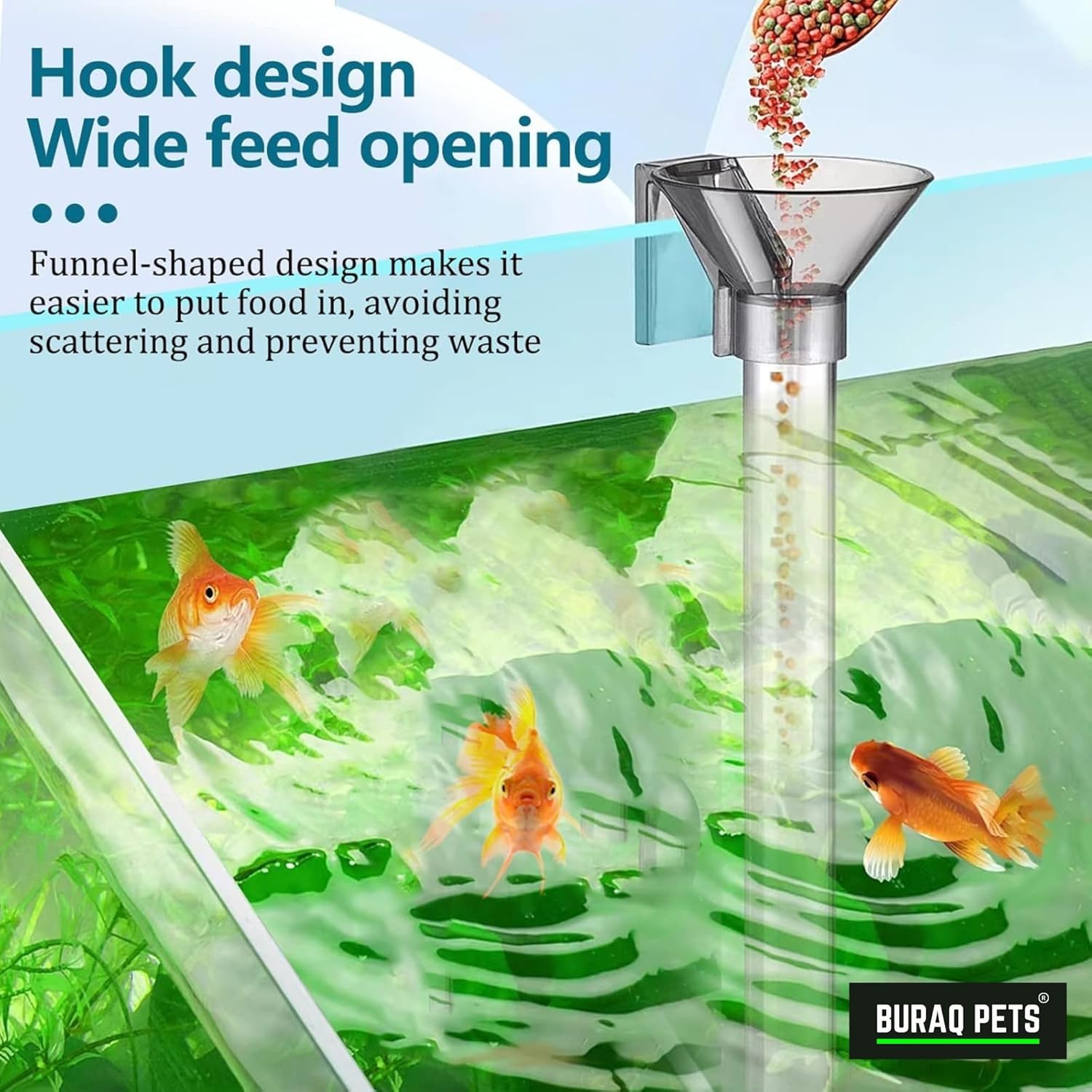 Buraq Pets Fish Tank Multi-Functional Fish Feeder Tube Set with Funnel & Fish Feeding Ring, Fish Food Feeding Tube for Aquarium Fish Tank