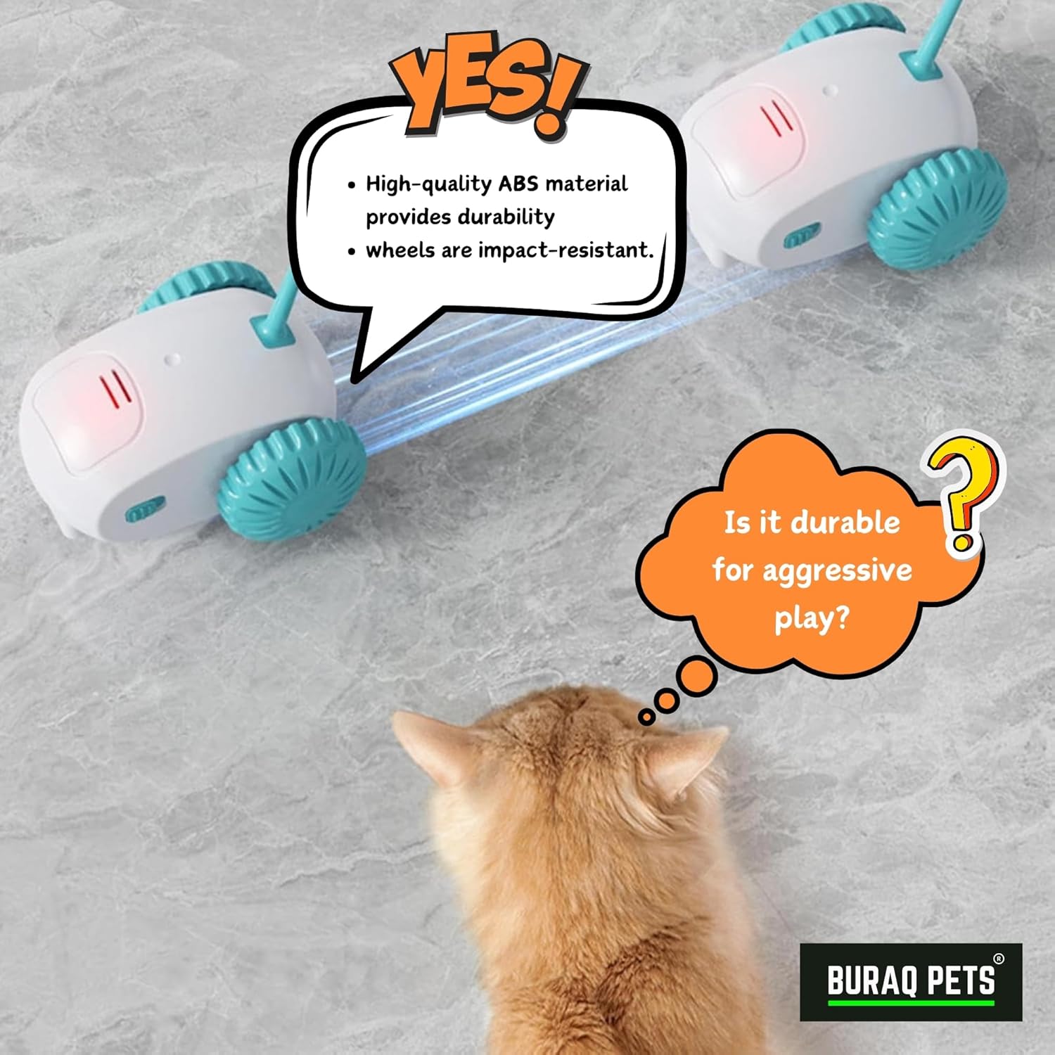 BURAQ Smart Drift Toy Car Automatic Moving Cat Toy, Interactive & Fun for Pets, Realistic Motion, Durable & Safe for Cats