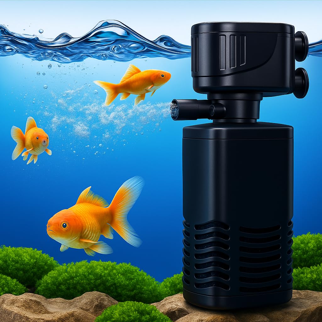 Aquarium Filter, 4 in 1, Oxygen Filteration Fish Tank Filter for Crystal Clear Water - BURAQ PETS