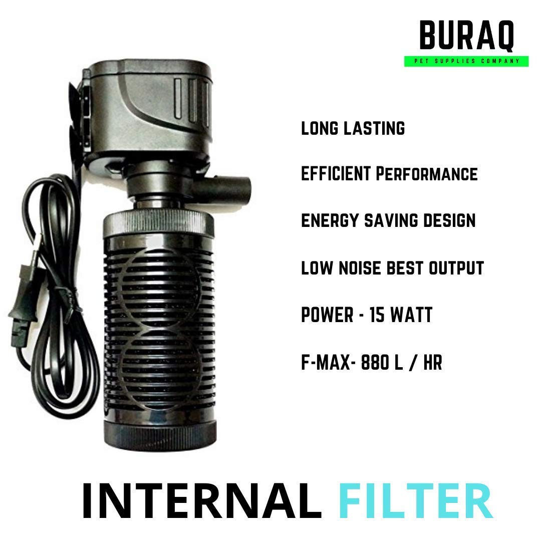 Buraq 2 In 1 Aquarium Essentials Kit 15W Aquarium Filters + Light For Making Your Fish Tank Superior | Features With Low Power Consumption | Submersible Light Changing switch | Waterproof iP68 Rated | Aquarium Accessories For FIsh Tank - BURAQ PETS