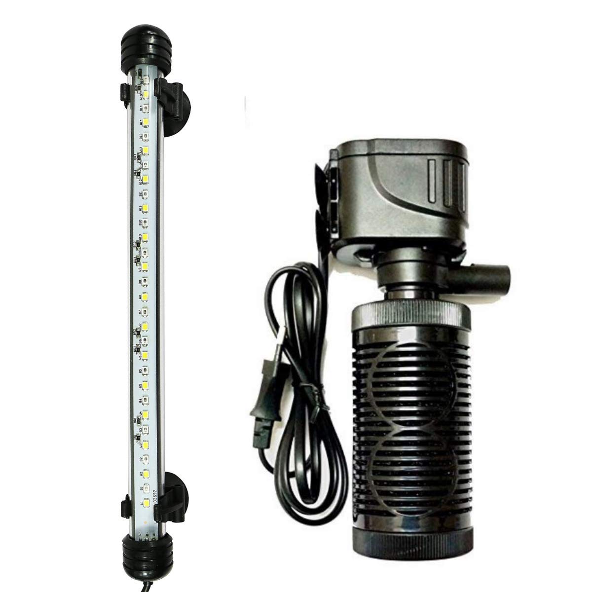 Buraq 2 In 1 Aquarium Essentials Kit 15W Aquarium Filters + Light For Making Your Fish Tank Superior | Features With Low Power Consumption | Submersible Light Changing switch | Waterproof iP68 Rated | Aquarium Accessories For FIsh Tank - BURAQ PETS
