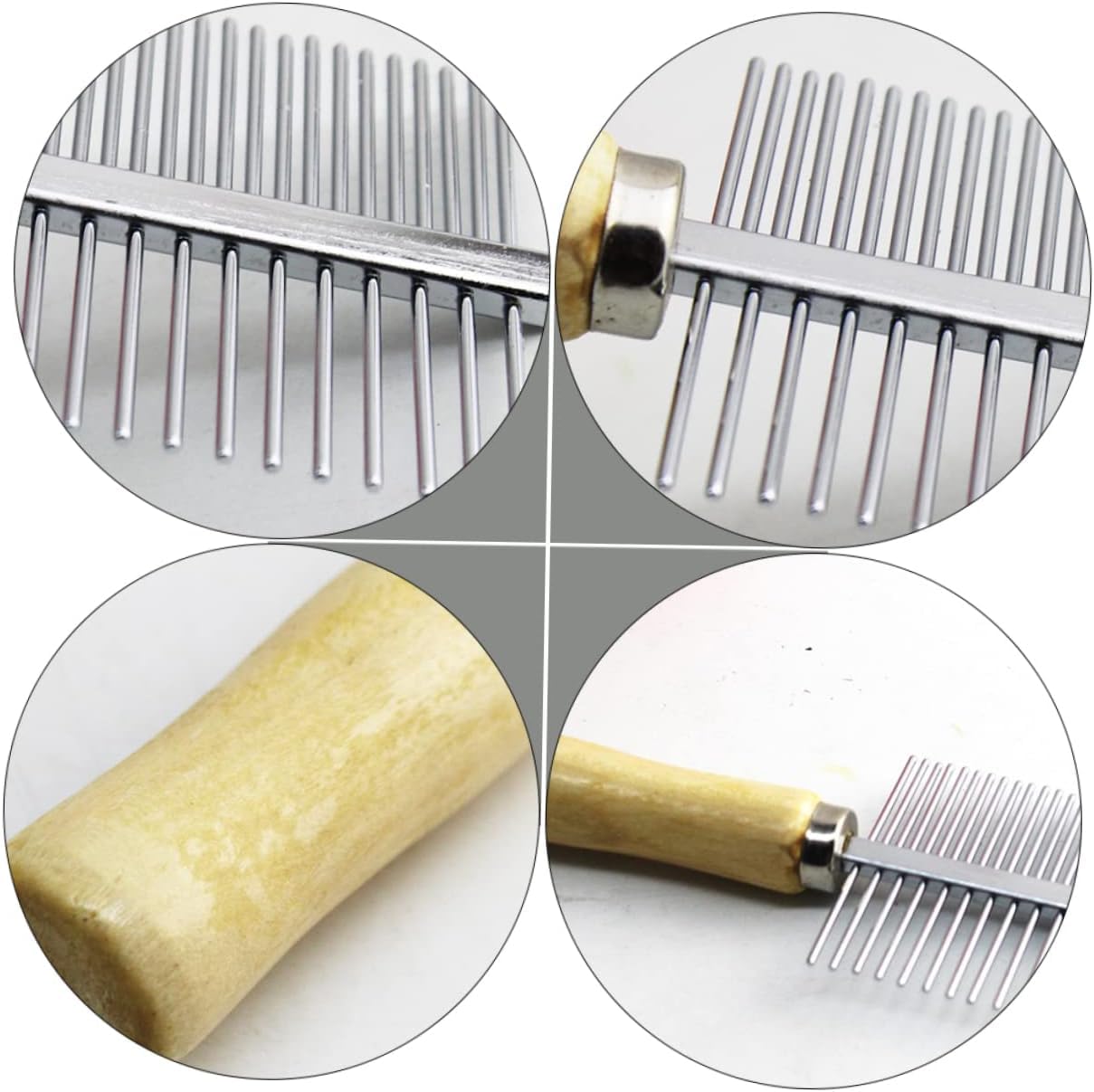 Buraq Pets Wooden Double Side Stainless Steel Needles Pets Comb, Hairbrush Grooming for Dogs Cat Cleaning Supplies Cat Comb Or Dog Comb (Wooden Dual Side Comb) - BURAQ PETS