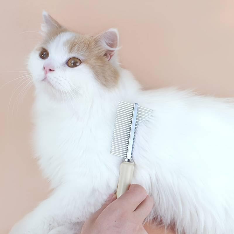Buraq Pets Wooden Double Side Stainless Steel Needles Pets Comb, Hairbrush Grooming for Dogs Cat Cleaning Supplies Cat Comb Or Dog Comb (Wooden Dual Side Comb) - BURAQ PETS