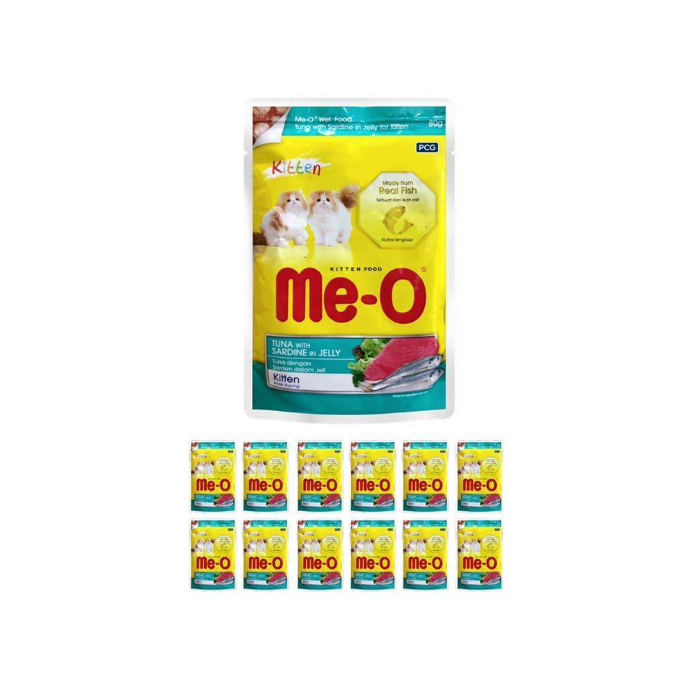 Me - O Kitten Jelly ( Flavour - Tuna with Sardine - Pack Of 6 & 12 ) 80g - BURAQ PETS
