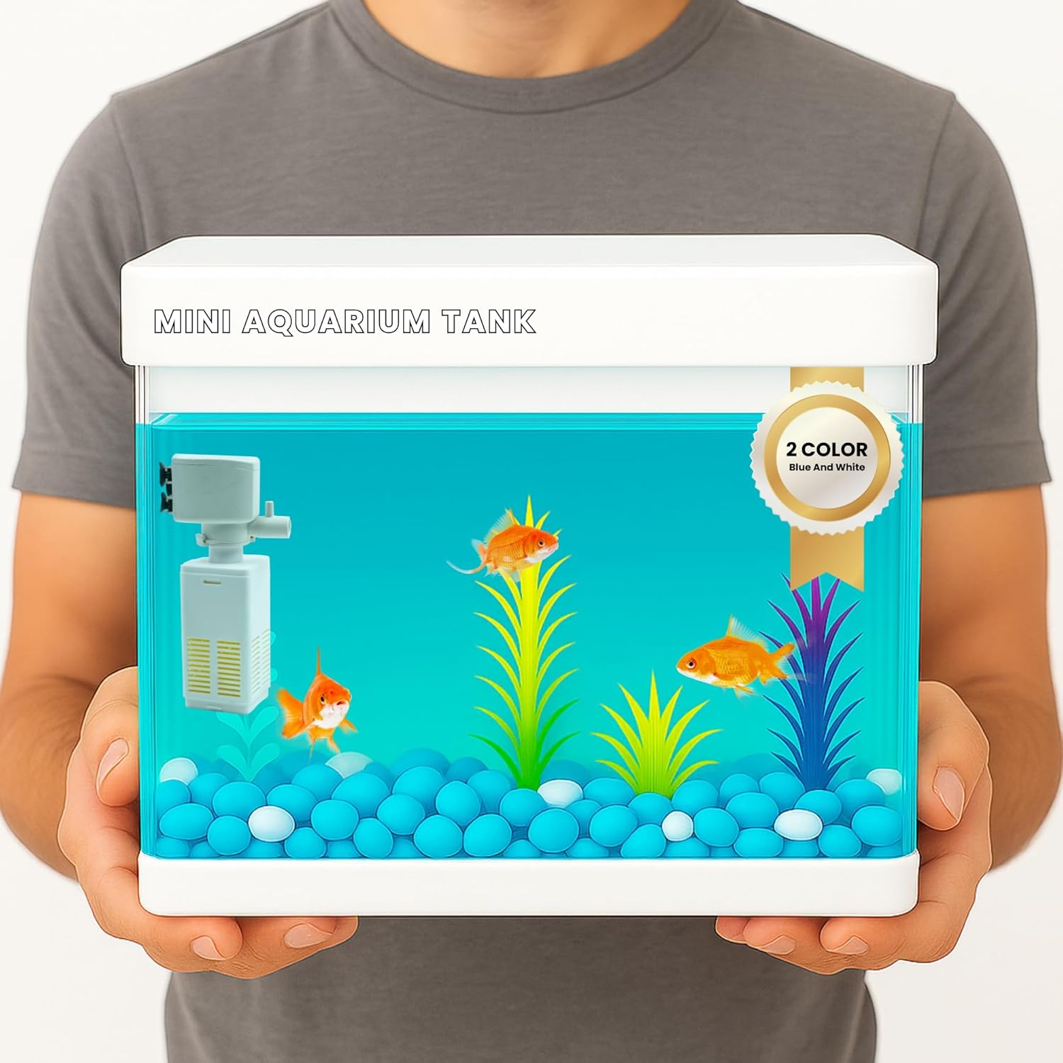 Mini Fish Tank – 4K Transparent Aquarium with Filter & LED Light - BURAQ PETS