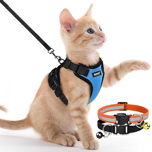 No Pull Escape Proof Cat Harness with Leash + 2 Pcs Cat Collar - BURAQ PETS
