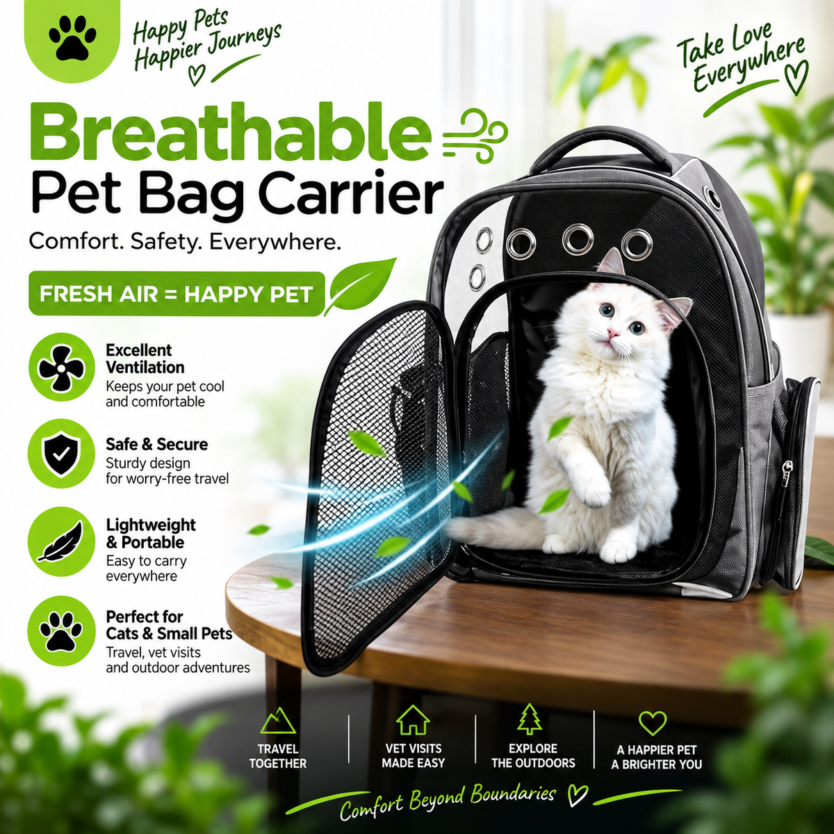 Load video: Hiking Pet Carrier Backpack