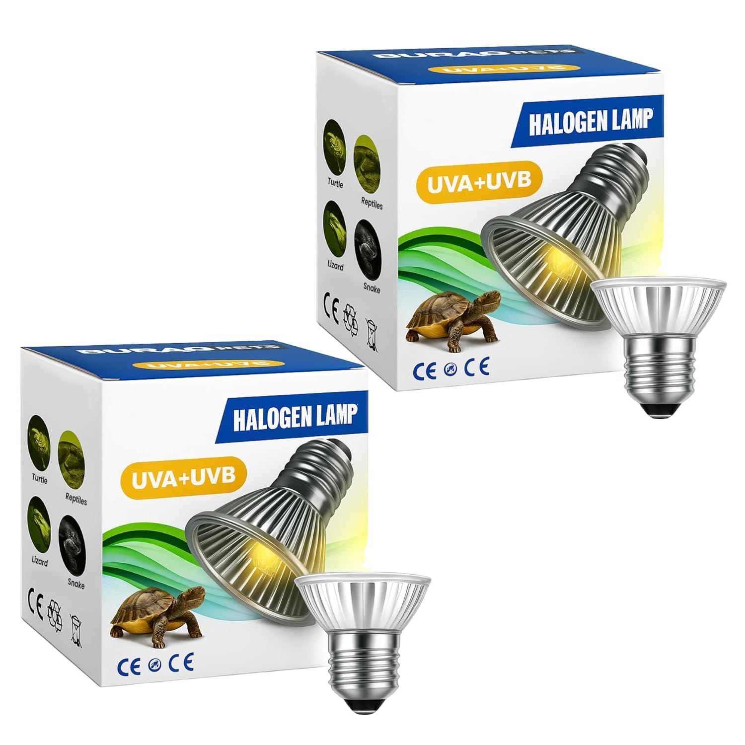 Reptile Turtle UVB Ultraviolet Basking Heat Light Bulb Combo Pack - BURAQ PETS