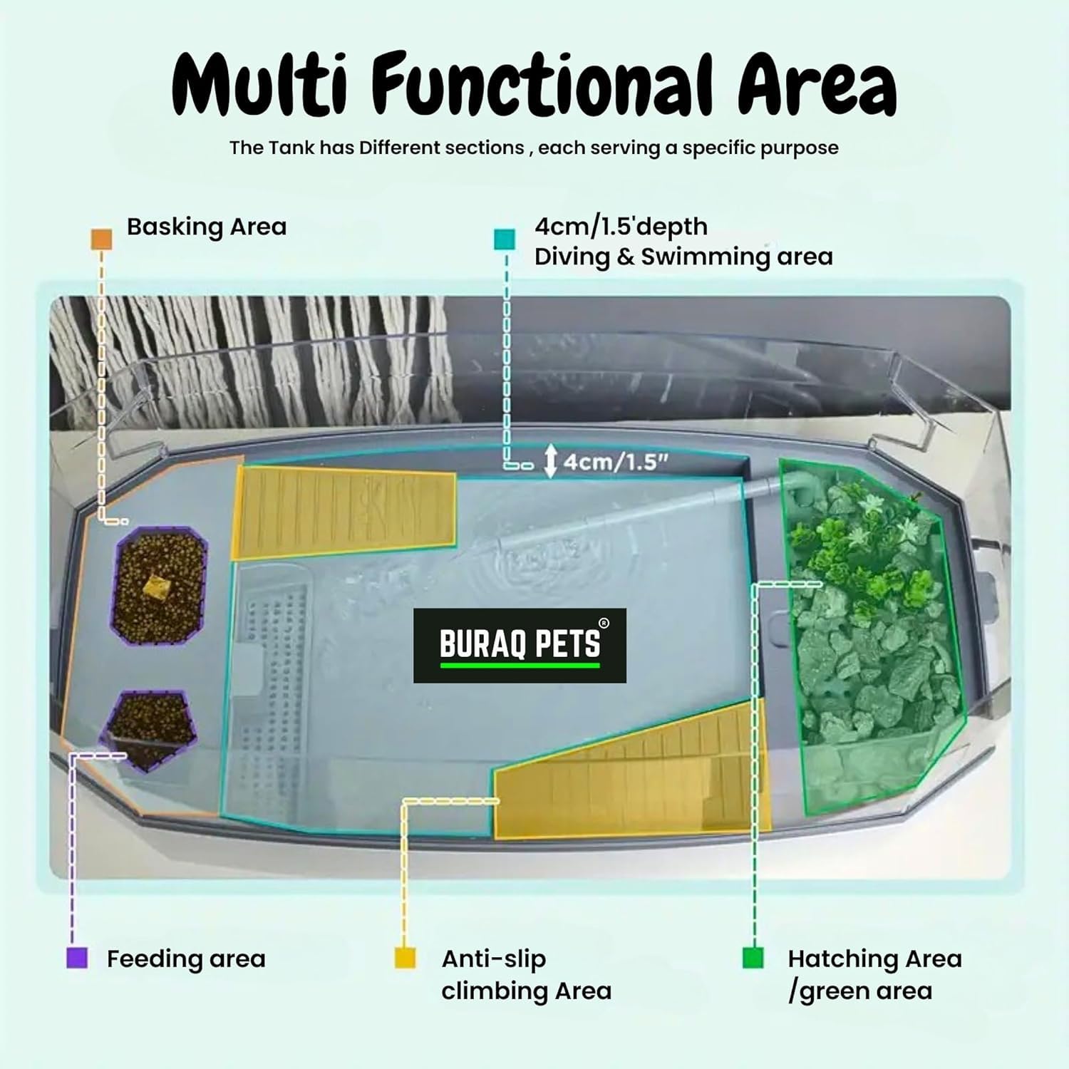 Turtle Tank Includes Accessories with Pump & Water Filter - BURAQ PETS