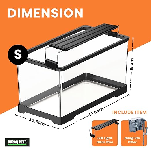 Unbreakable Curved Aquarium Tank – 12L - (Small (12L x 7.7W x 7H - Inches) - BURAQ PETS