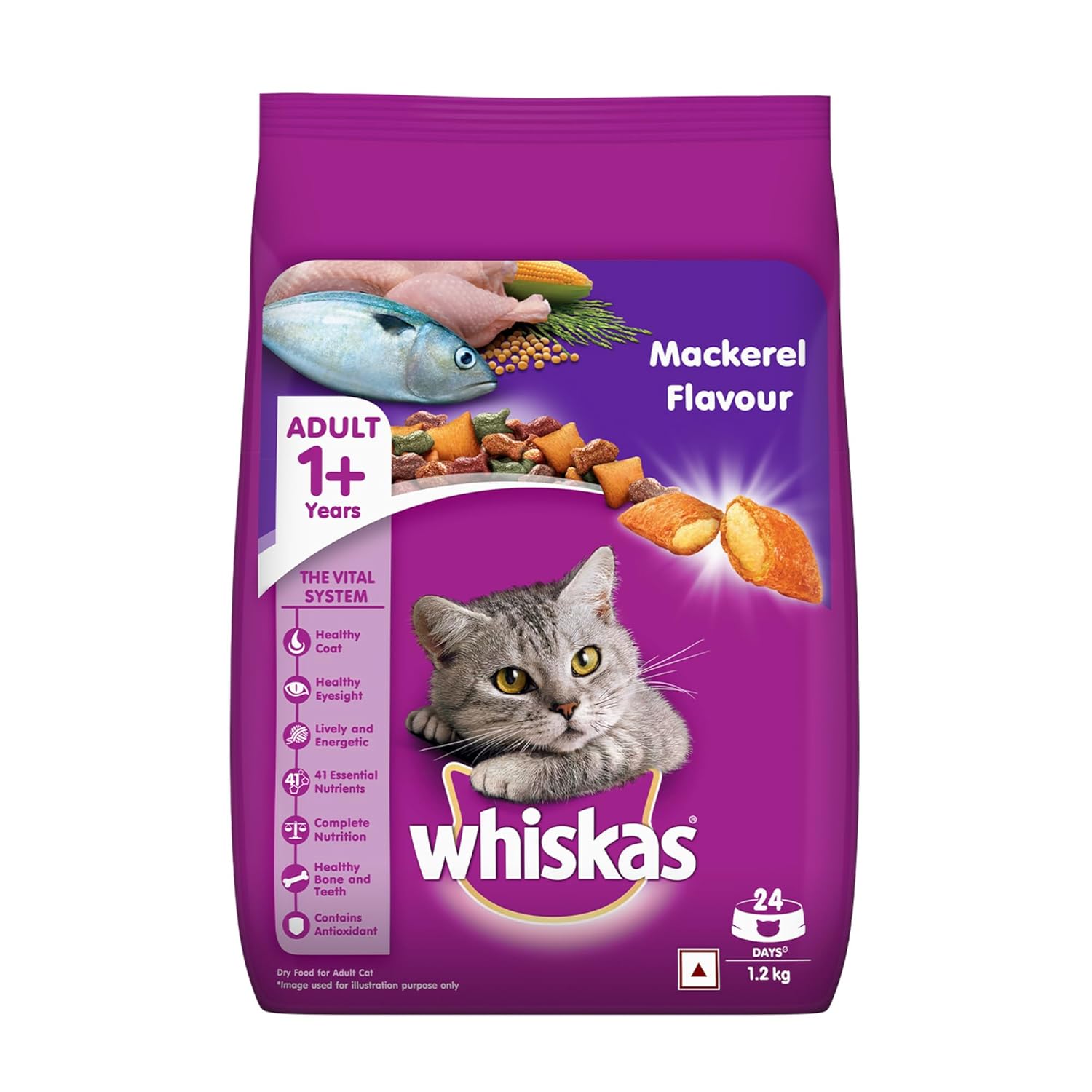 Whiskas Mackerel Adult Dry Cat Food 1.2 Kg - BURAQ PETS