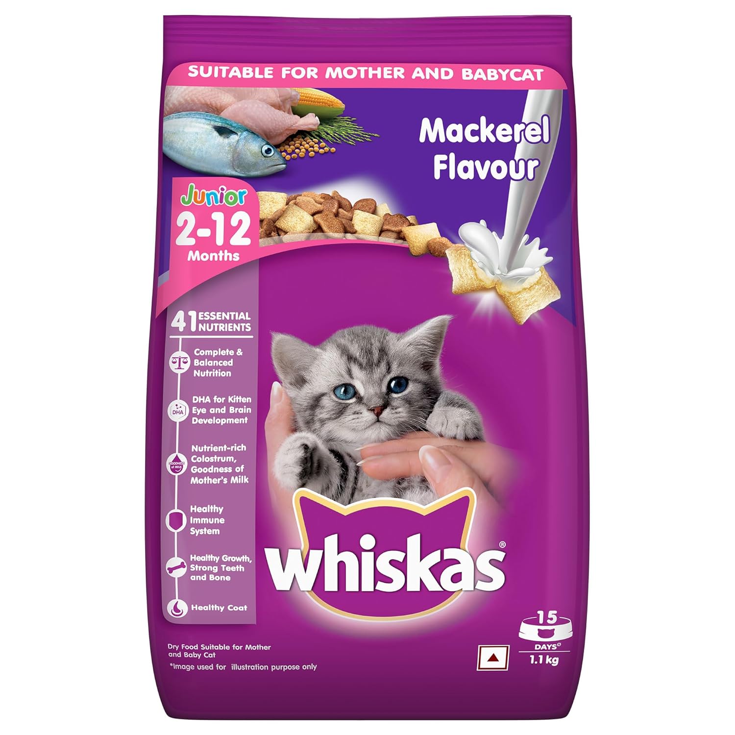Whiskas Mackerel Kitten Dry Cat Food 1.1 Kg - BURAQ PETS