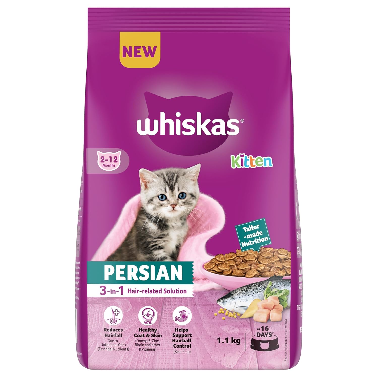 Whiskas Persian Kitten Dry Cat Food 1.1kg - BURAQ PETS