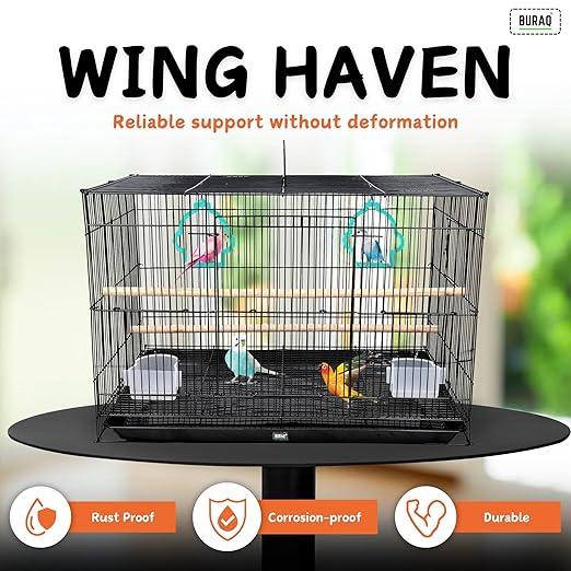 2 Ft Metal Bird Cage – With 3 Swings Toys for Pet Birds - BURAQ PETS