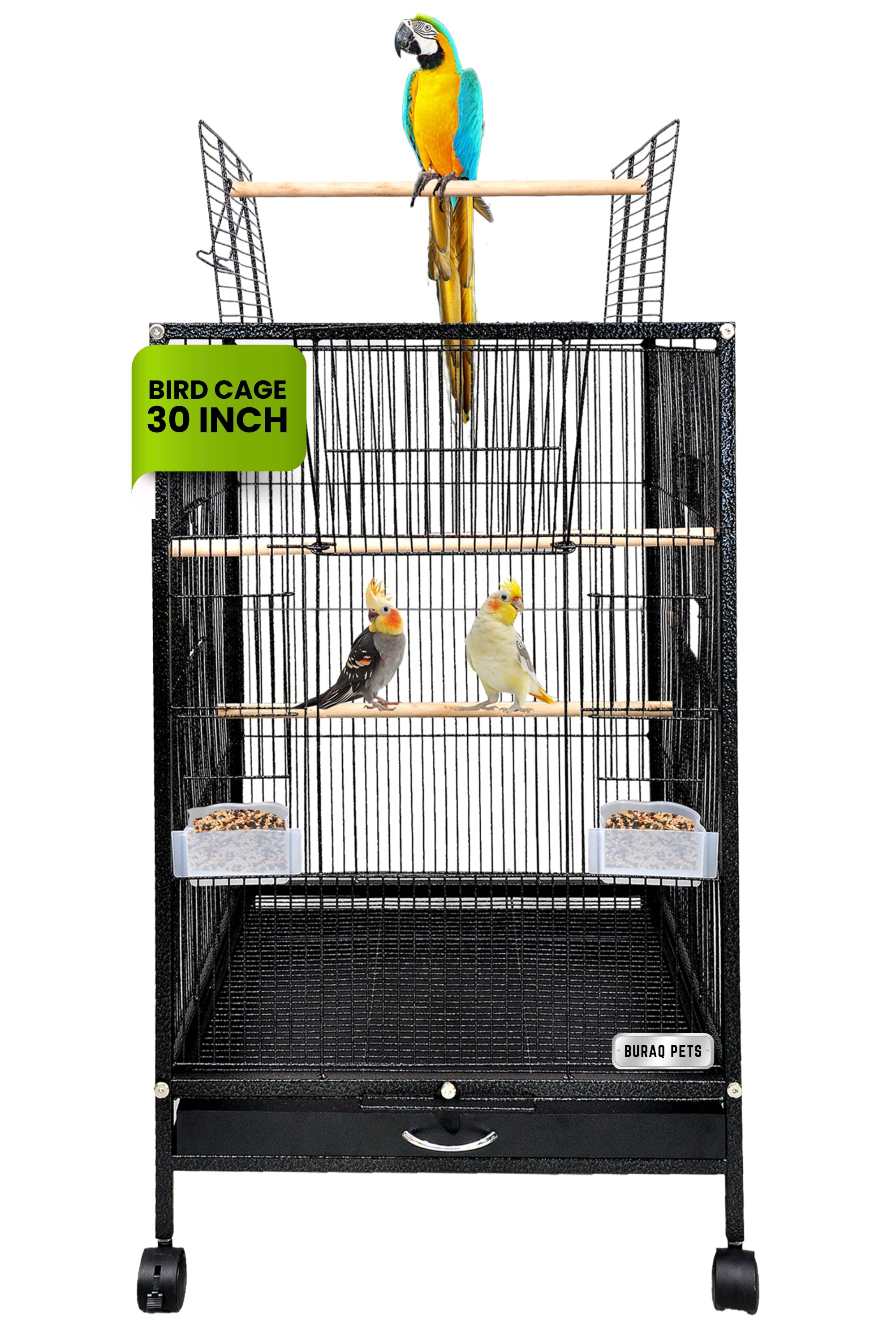 30 Inch Large Bird Cage – With Wheels & Accessories Set