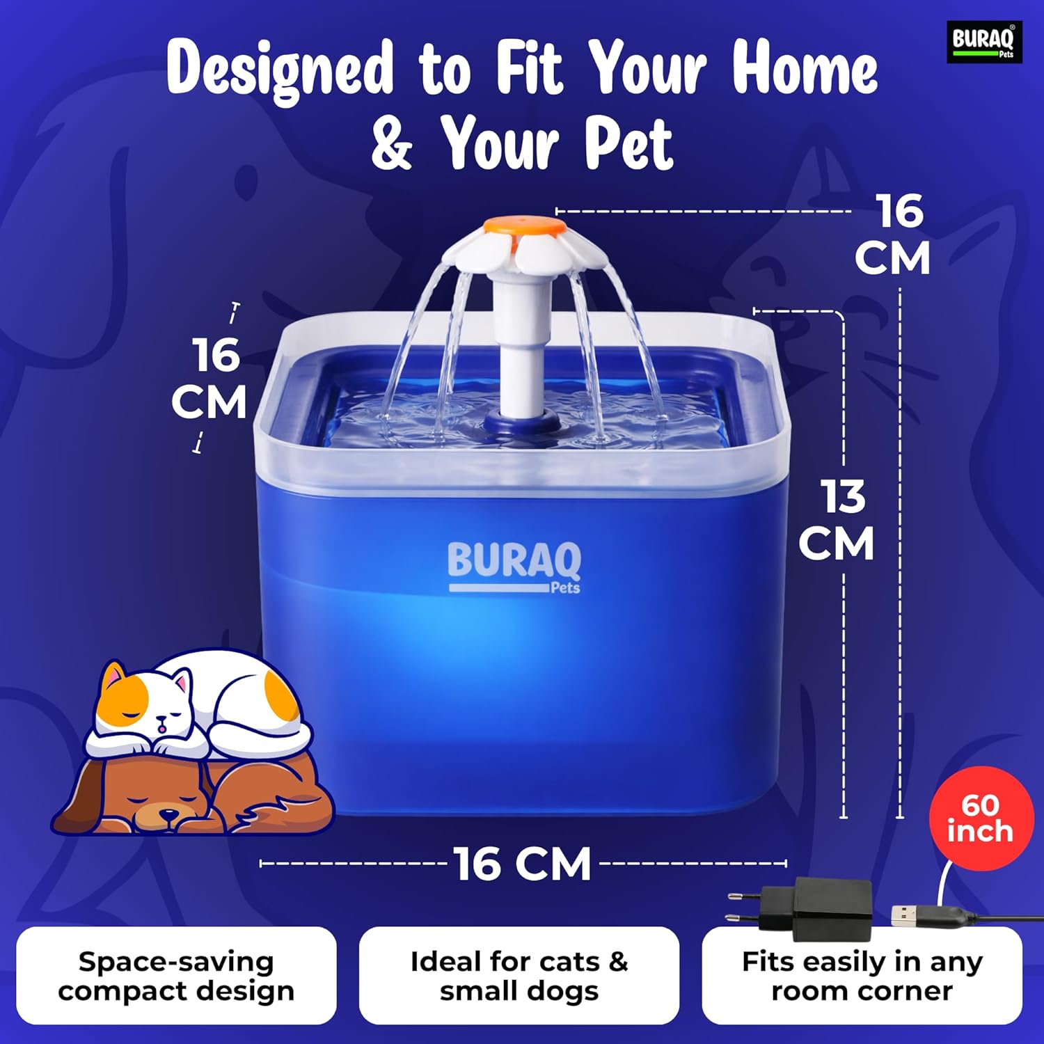 2.2L Automatic Cat Water Fountain with LED – premium pet product by Buraq Pets