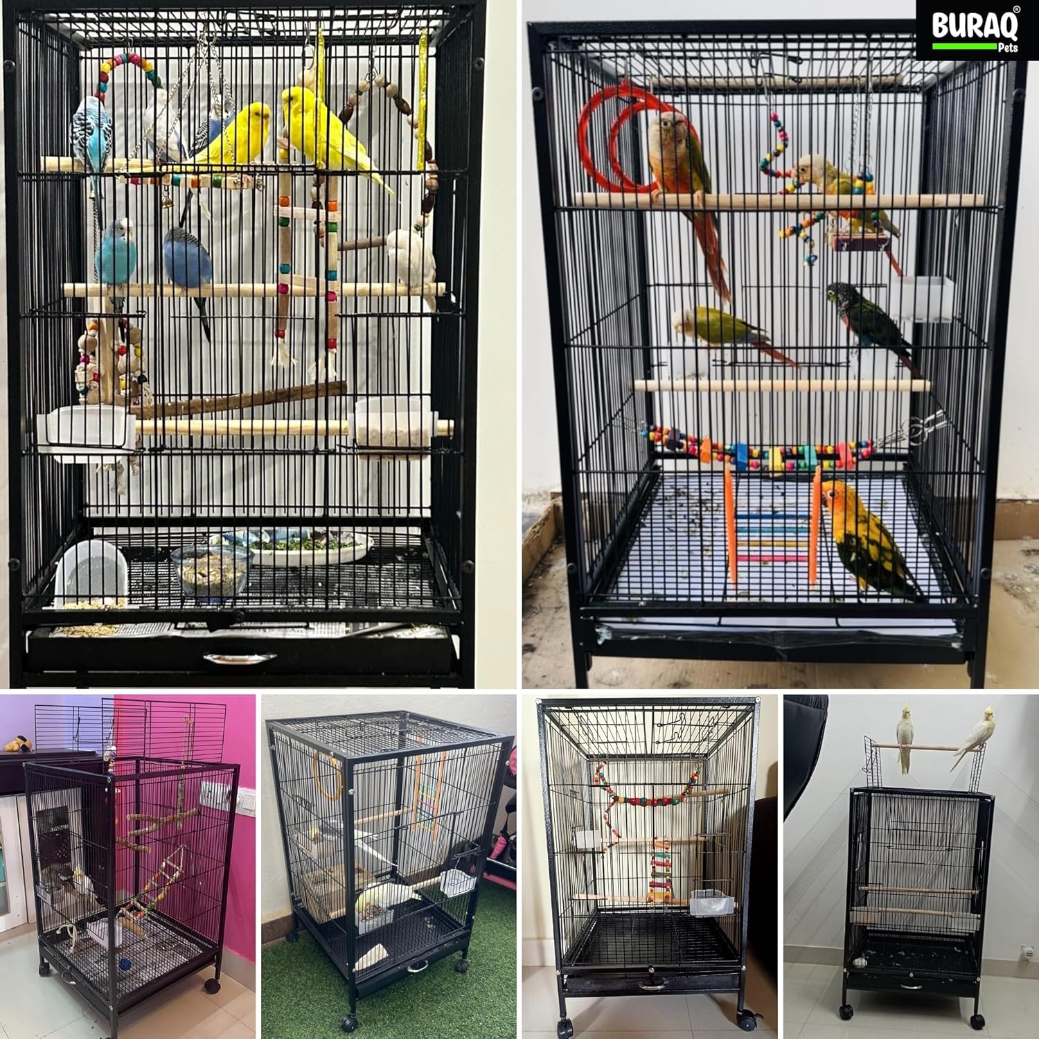 30 Inch Large Bird Cage – With Wheels & Accessories Set - BURAQ PETS