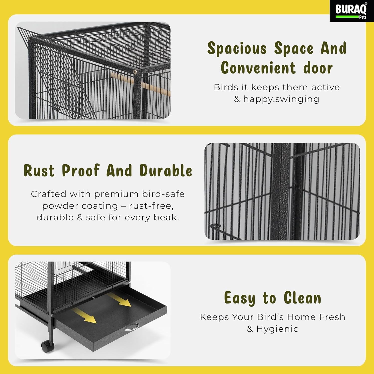 30 Inch Large Bird Cage – With Wheels & Accessories Set - BURAQ PETS
