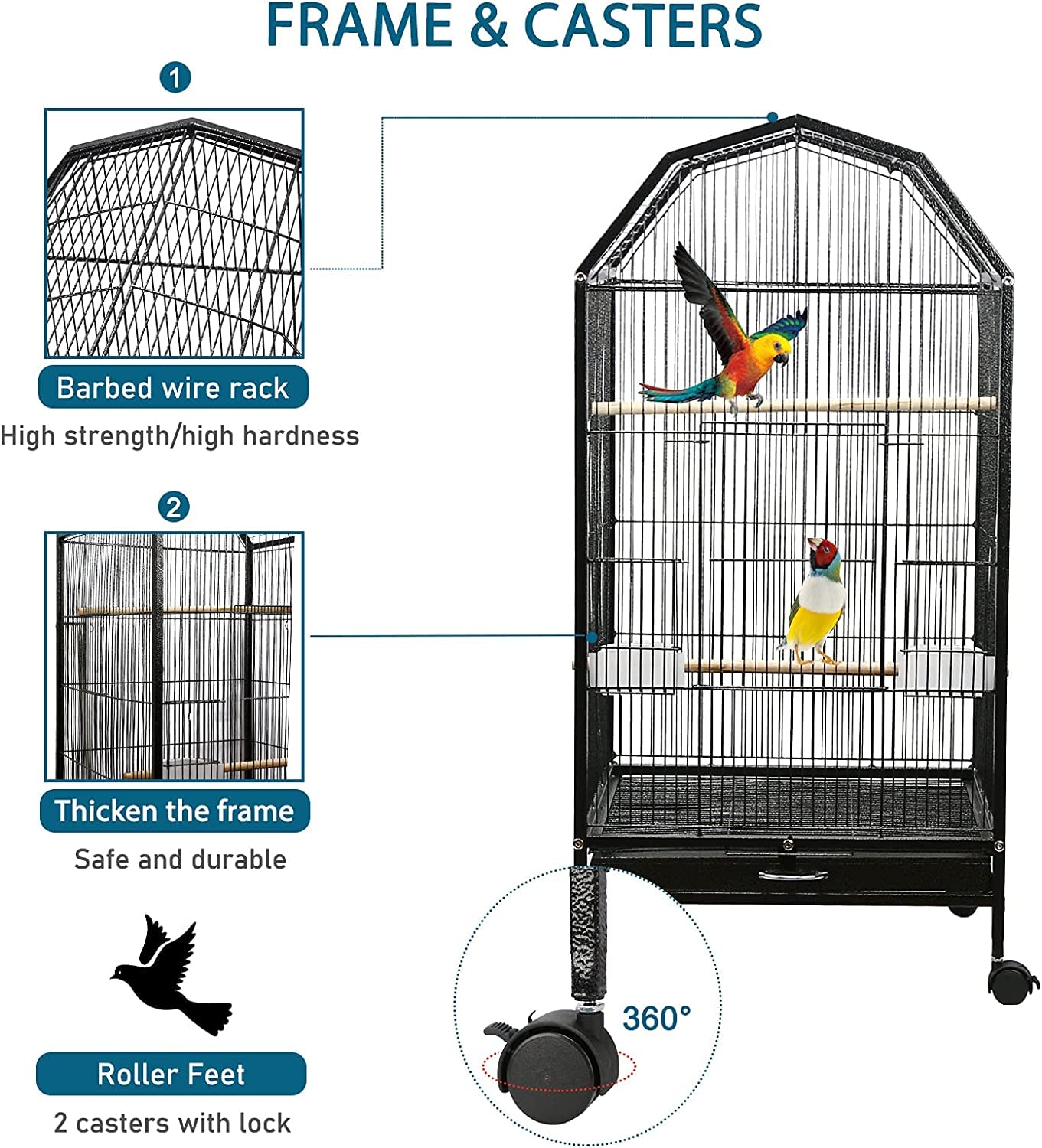 30 Inch Metal Bird Cage – Strong & Spacious for All Birds – premium pet product by Buraq Pets