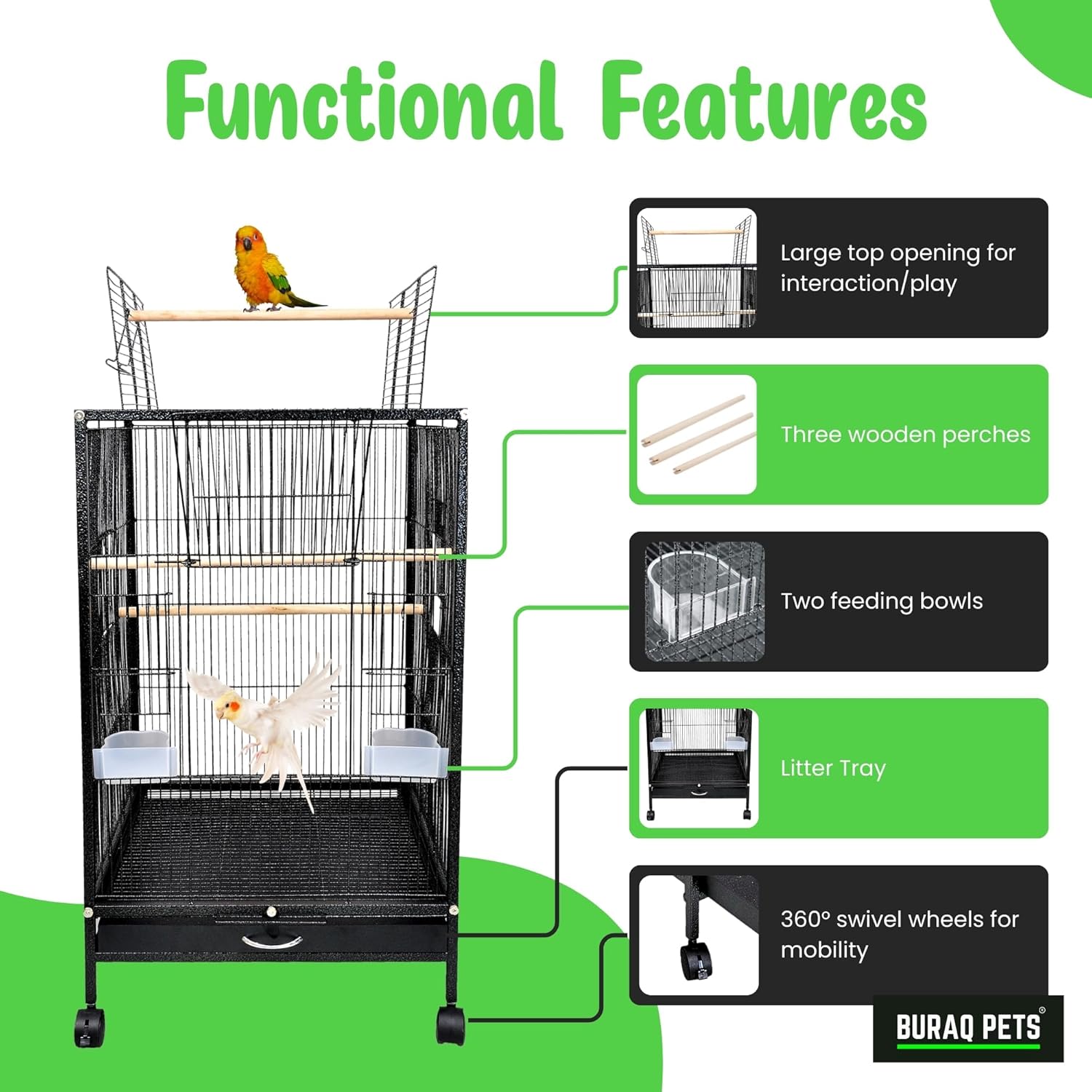 30 inch Ultra Strong Exotic Large Bird cage - BURAQ PETS