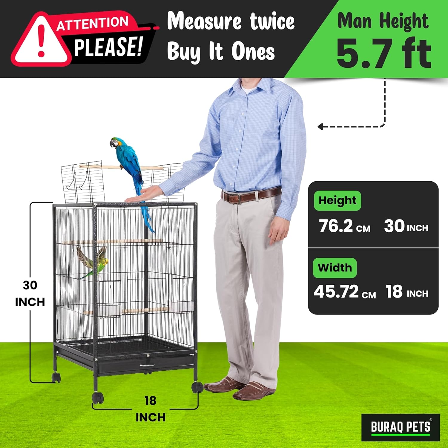 30 inch Ultra Strong Exotic Large Bird cage - BURAQ PETS