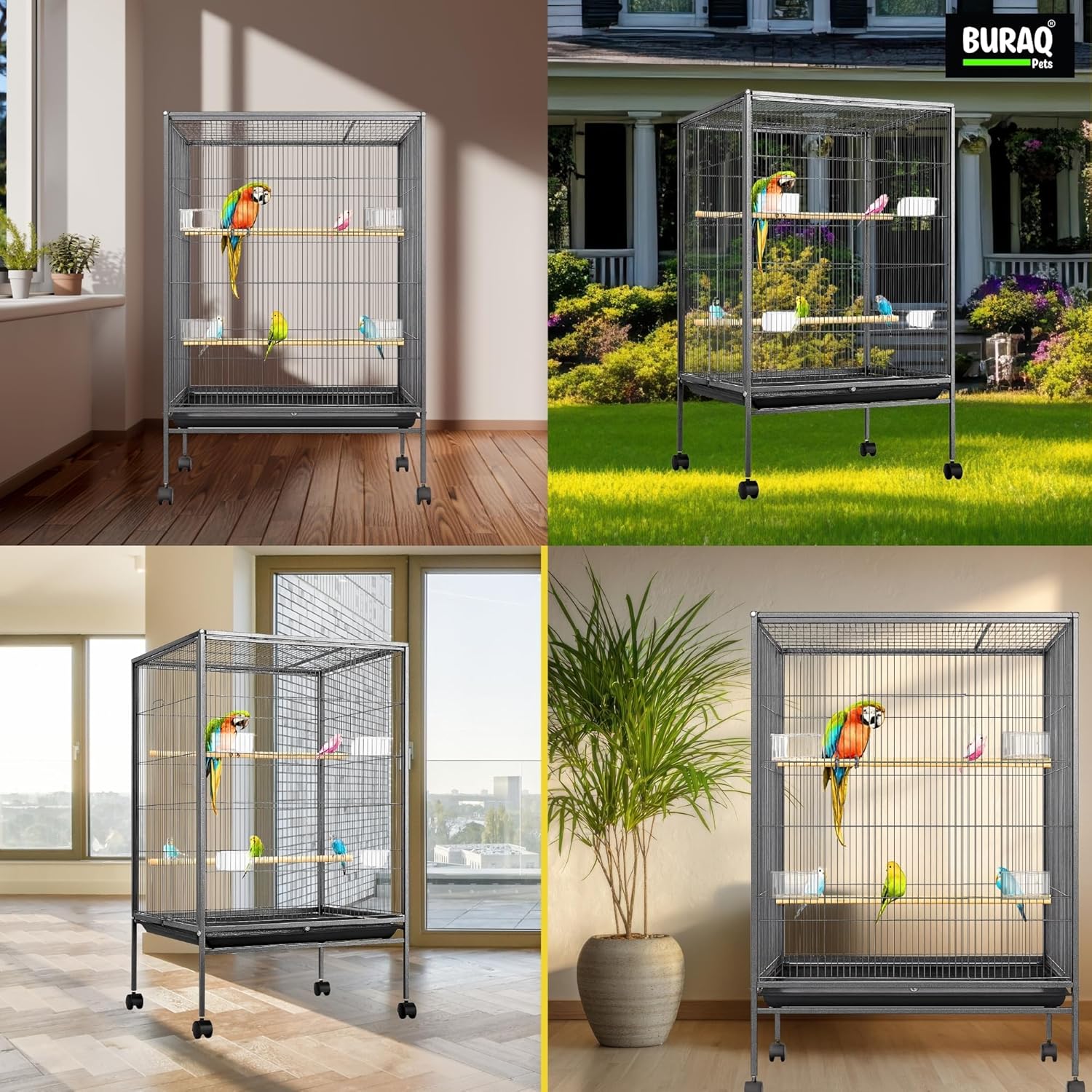 38 - Inch XXL Bird Cage – With Wheels & Accessories Set - BURAQ PETS