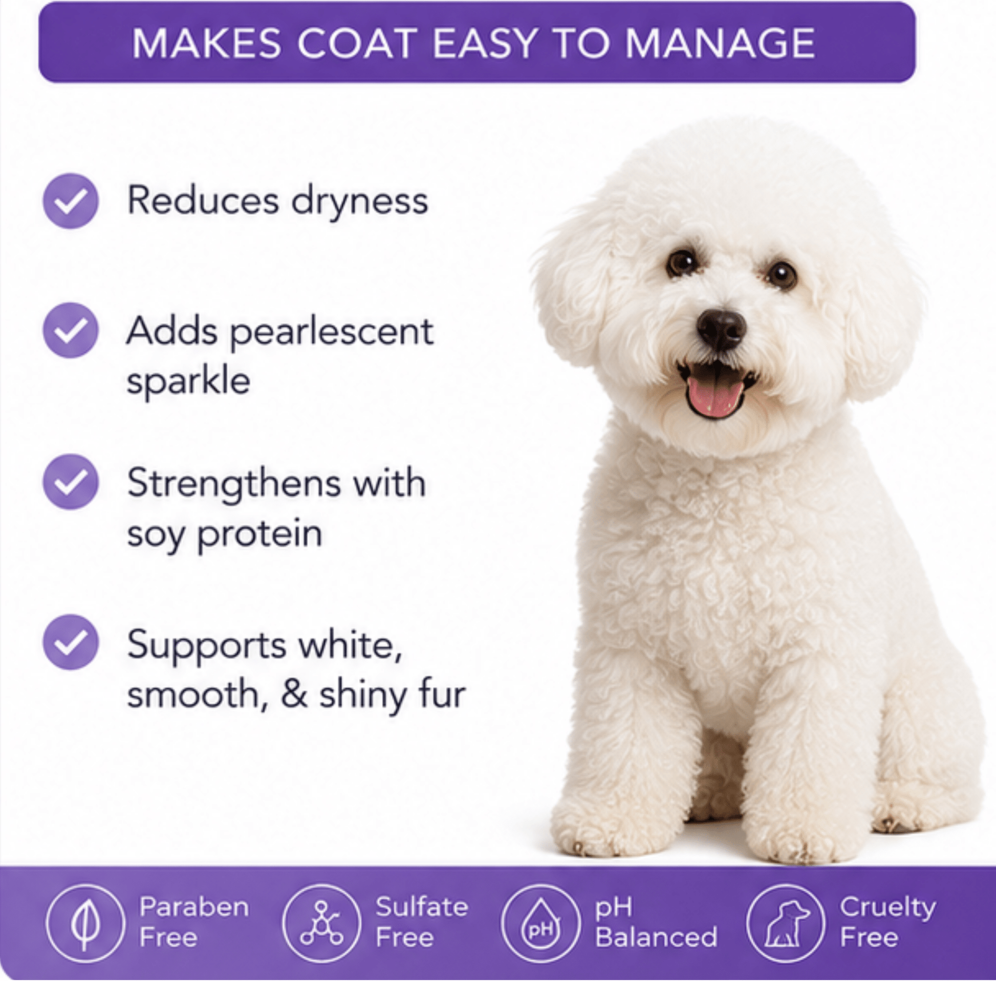 4 - in - 1 Dog Shampoo – Cleanses, Conditions & Deodorizes for Soft Shiny Coat - BURAQ PETS