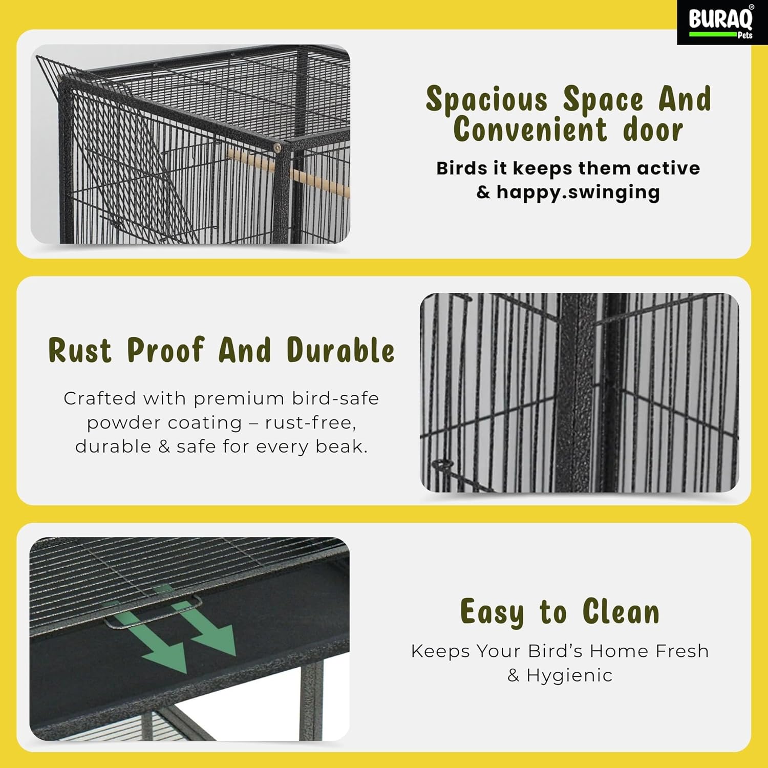 48 - Inch XL Bird Cage – Extendable with Wheels & Accessories - BURAQ PETS