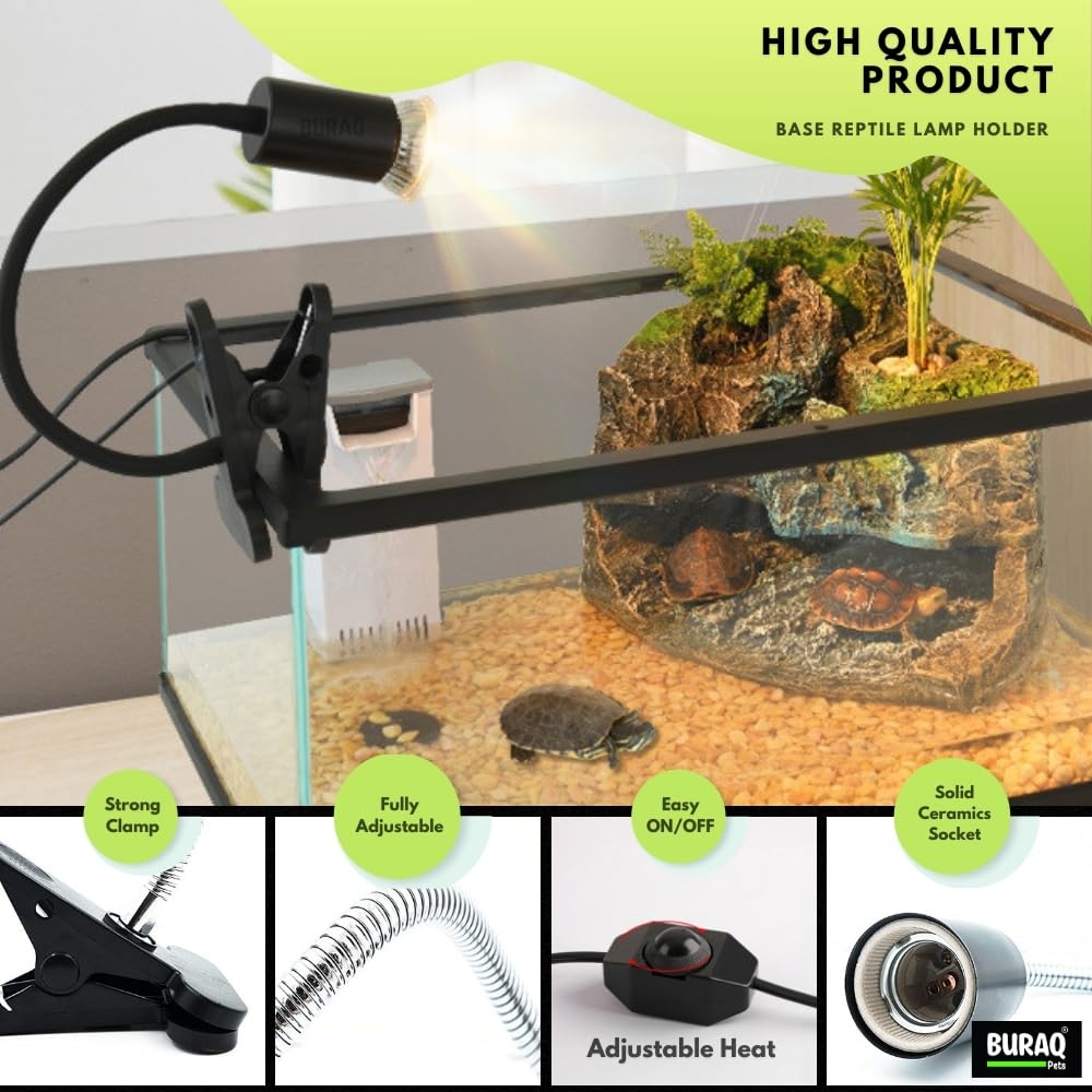 Reptile Heat Lamp – E27 UVA+UVB Light with Holder & Bulb – premium pet product by Buraq Pets