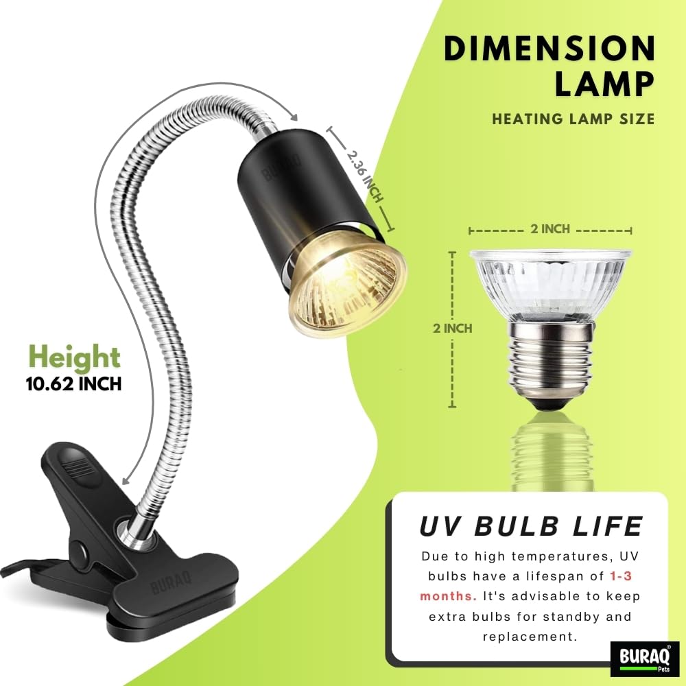 Reptile Heat Lamp – E27 UVA+UVB Light with Holder & Bulb – premium pet product by Buraq Pets