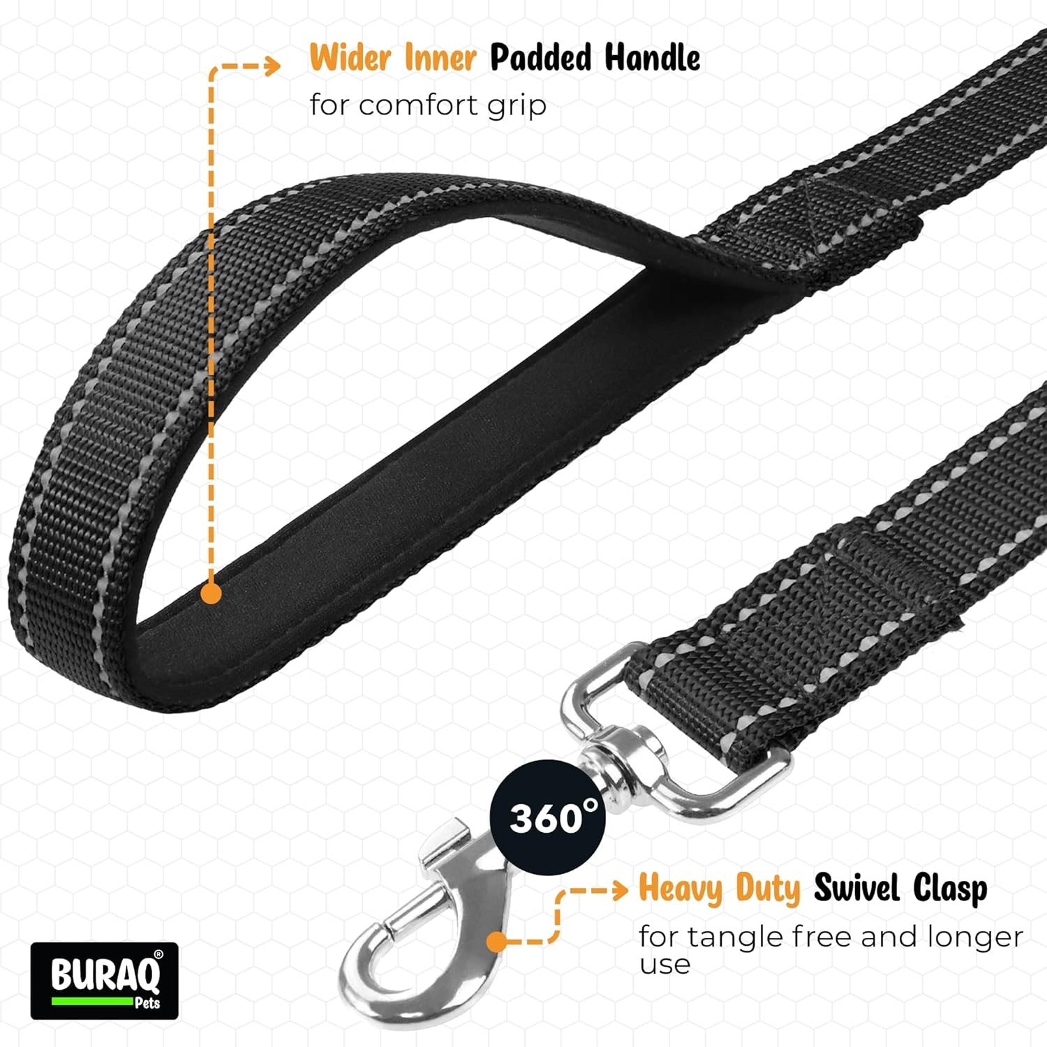 6FT Reflective Dog Leash with Dual Padded Handles - premium pet product by Buraq Pets