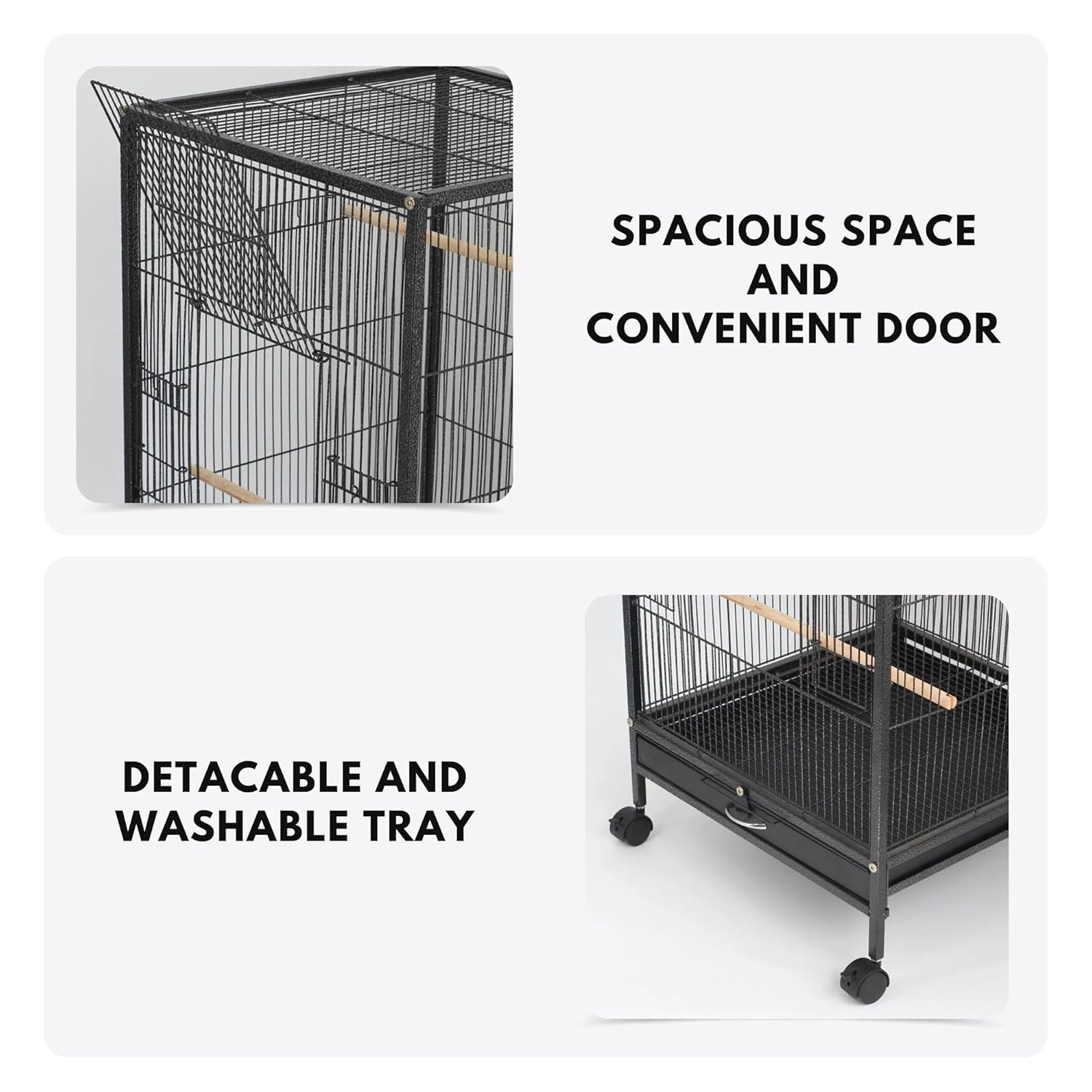30-Inch Large Bird Cage with 3 Pcs Toys – Spacious Metal Cage