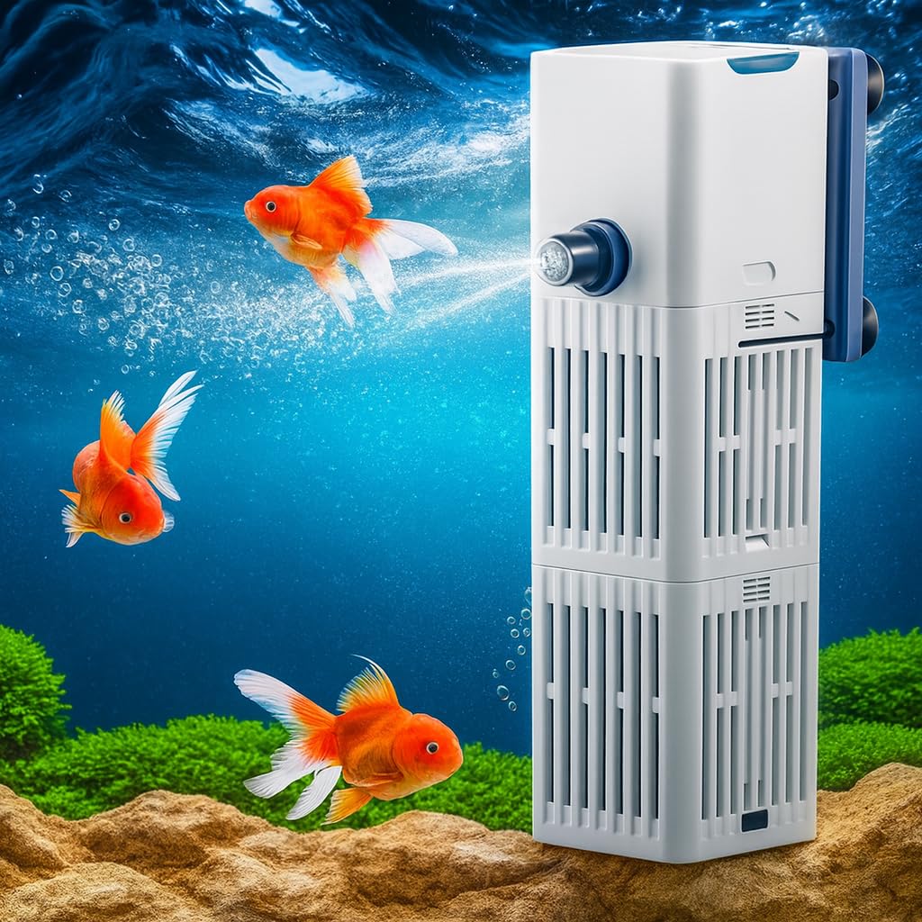 Multi-Function Submersible Adjustable Flow Aquarium Filter YQP 500F L/H – 6W  – Ideal for 1.5 to 2.5 ft Fish Tanks