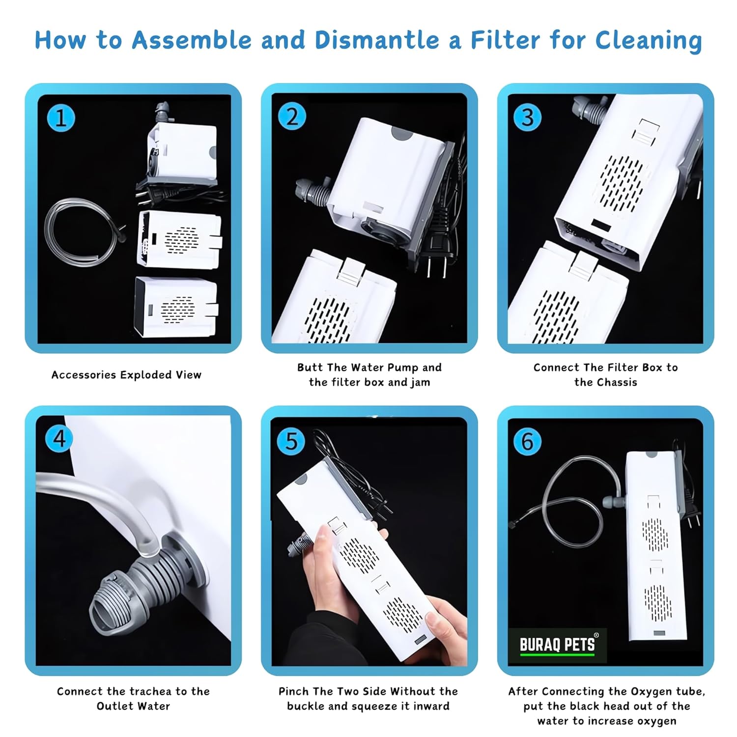 Ultra-Quiet 500F/1000F Aquarium Filter – 6W 500L/H with Carbon