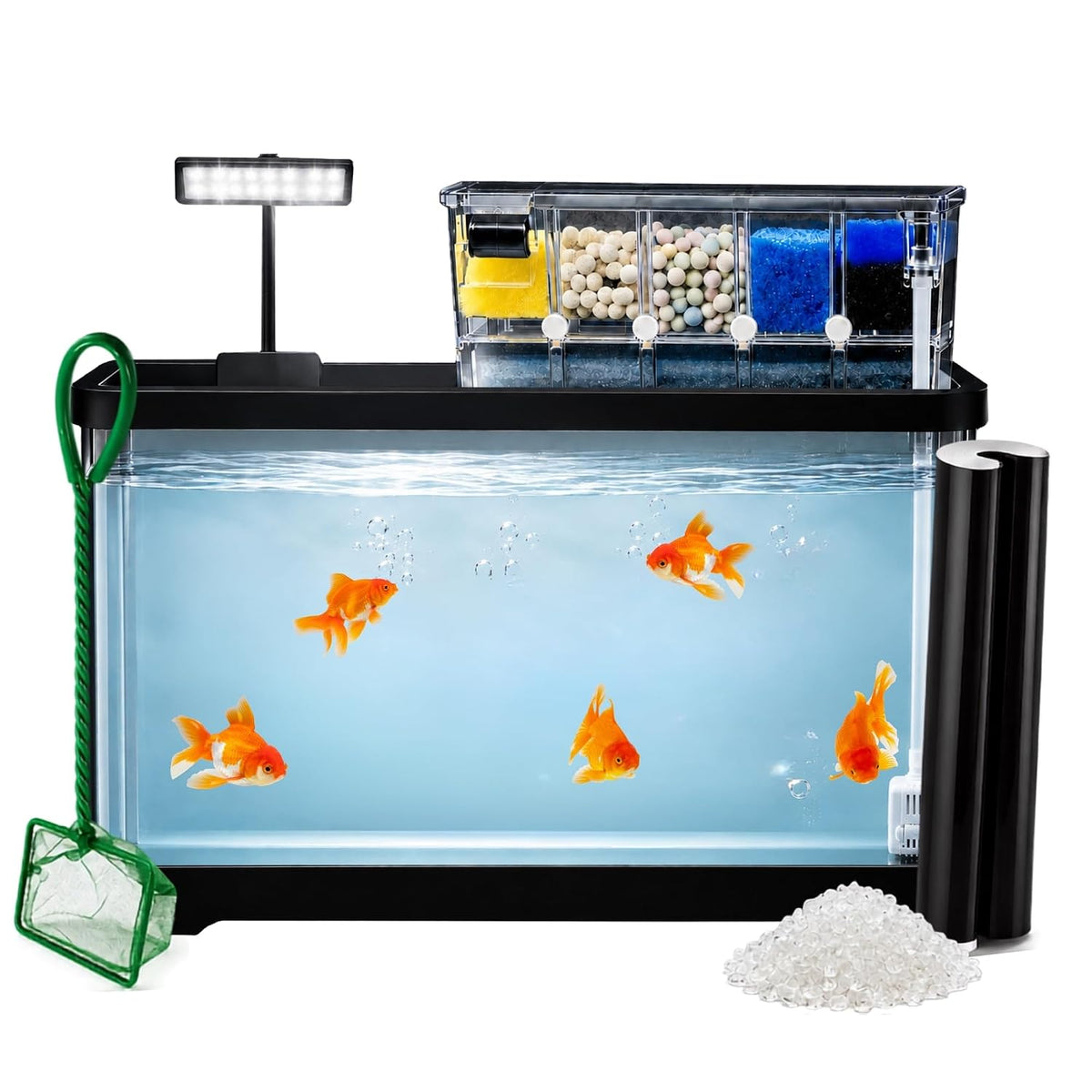 Curved Unbreakable Aquarium Tank with Top Filter & Light