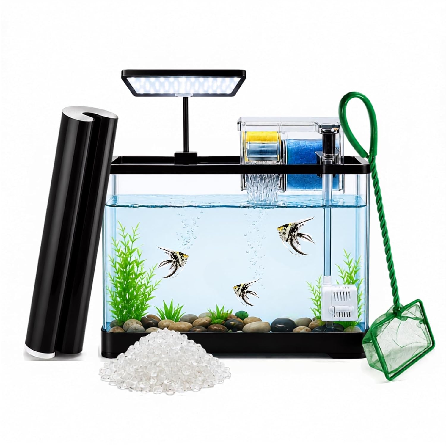 Curved Unbreakable Aquarium Tank with Top Filter & Light