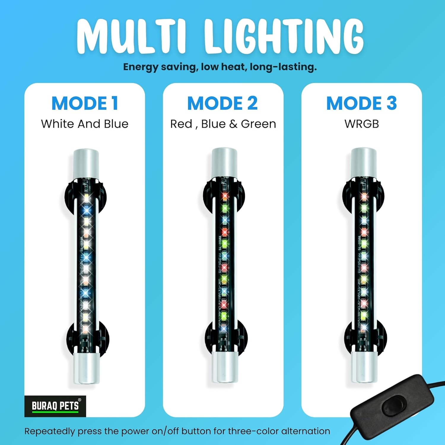 Mini LED Aquarium Light – Multicolor, Waterproof & Efficient ( Upto 1.5 Ft Tank )