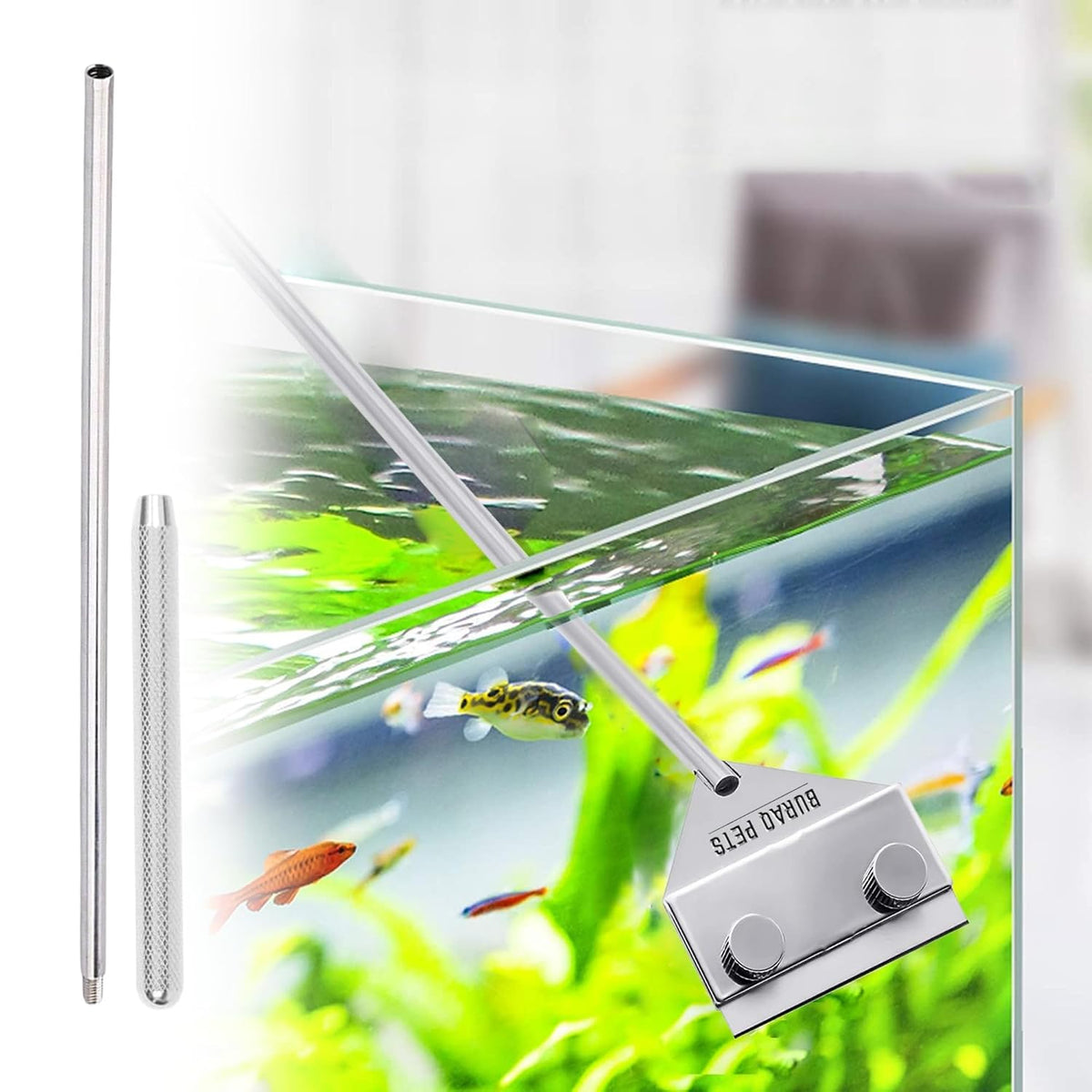 Extendable Scraper Stainless Steel Algae Scraper for Crystal Clear Fish Tanks