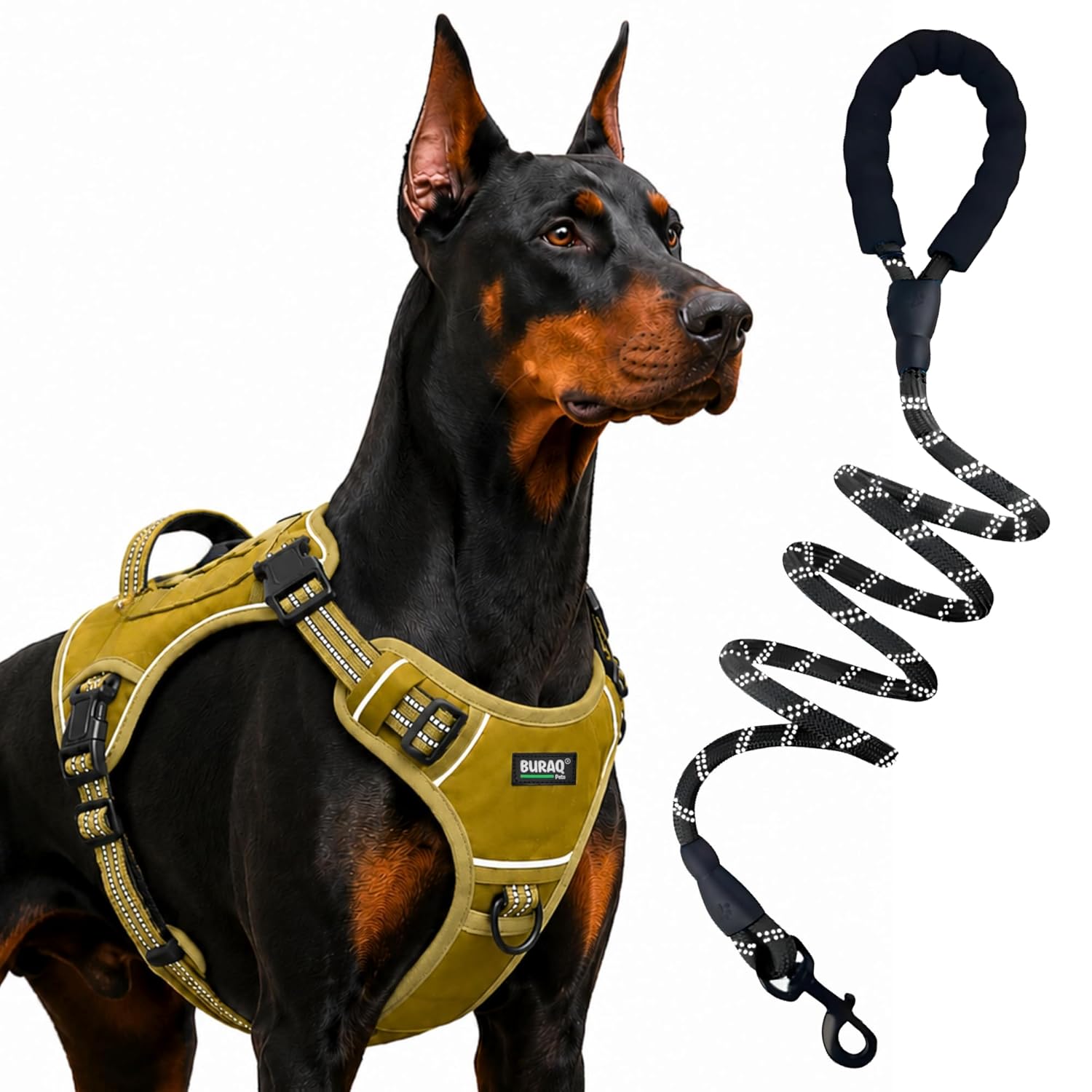 Tactical No Pull Dog Harness & Leash – Reflective Adjustable Vest with Handle for Dogs