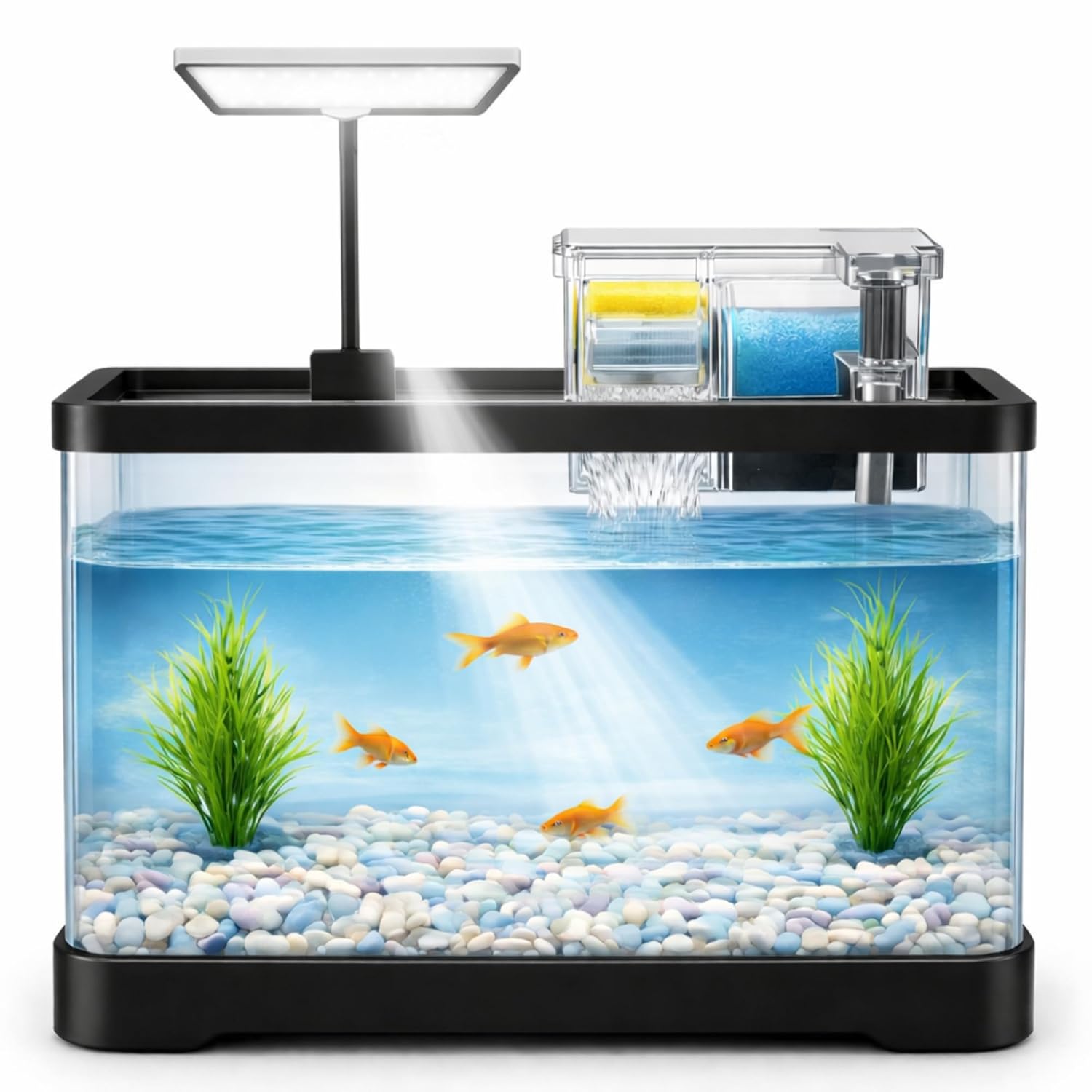 Curved Unbreakable Aquarium Tank with Top Filter & Light