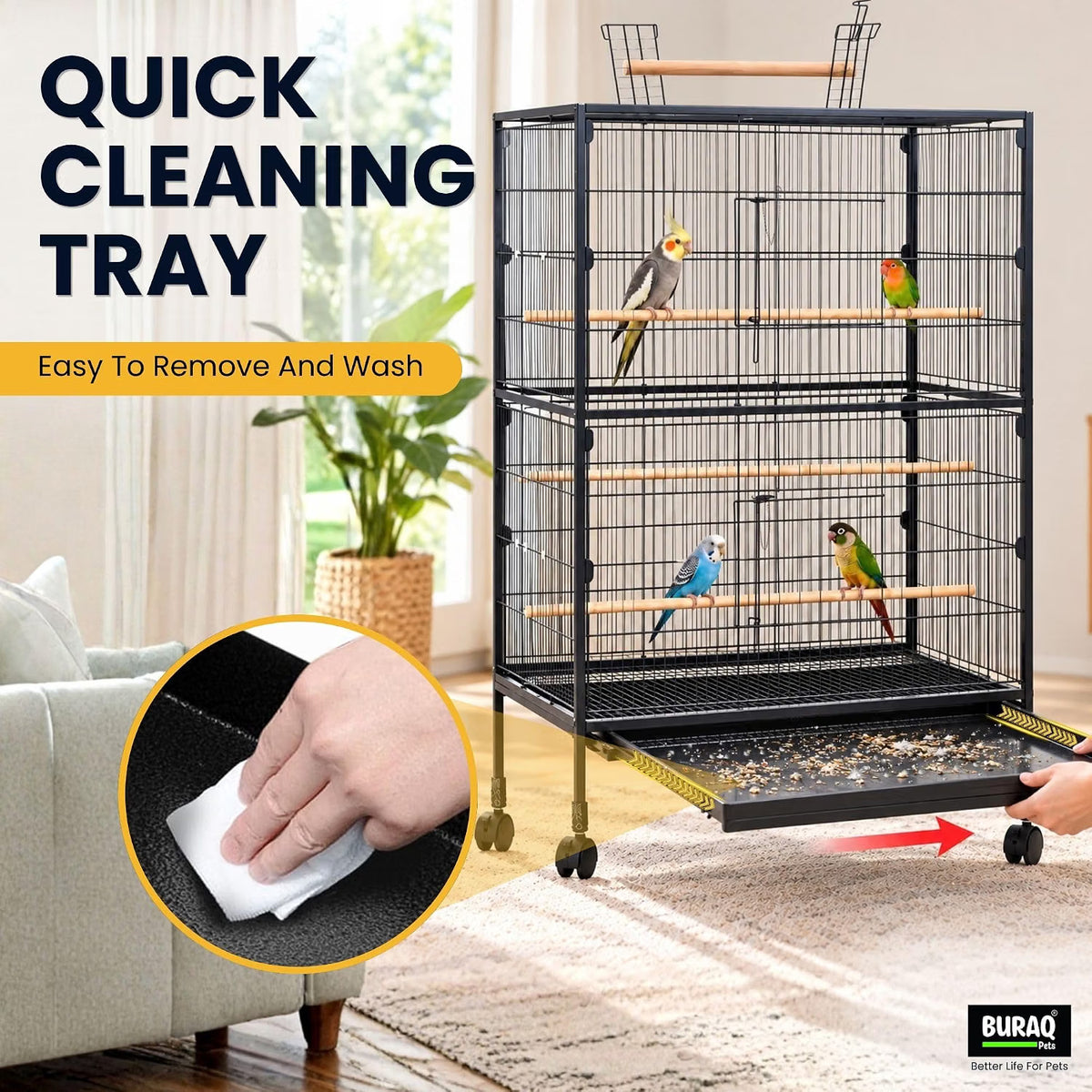 38 Inch Extedanble Large Bird Cage | Heavy Duty