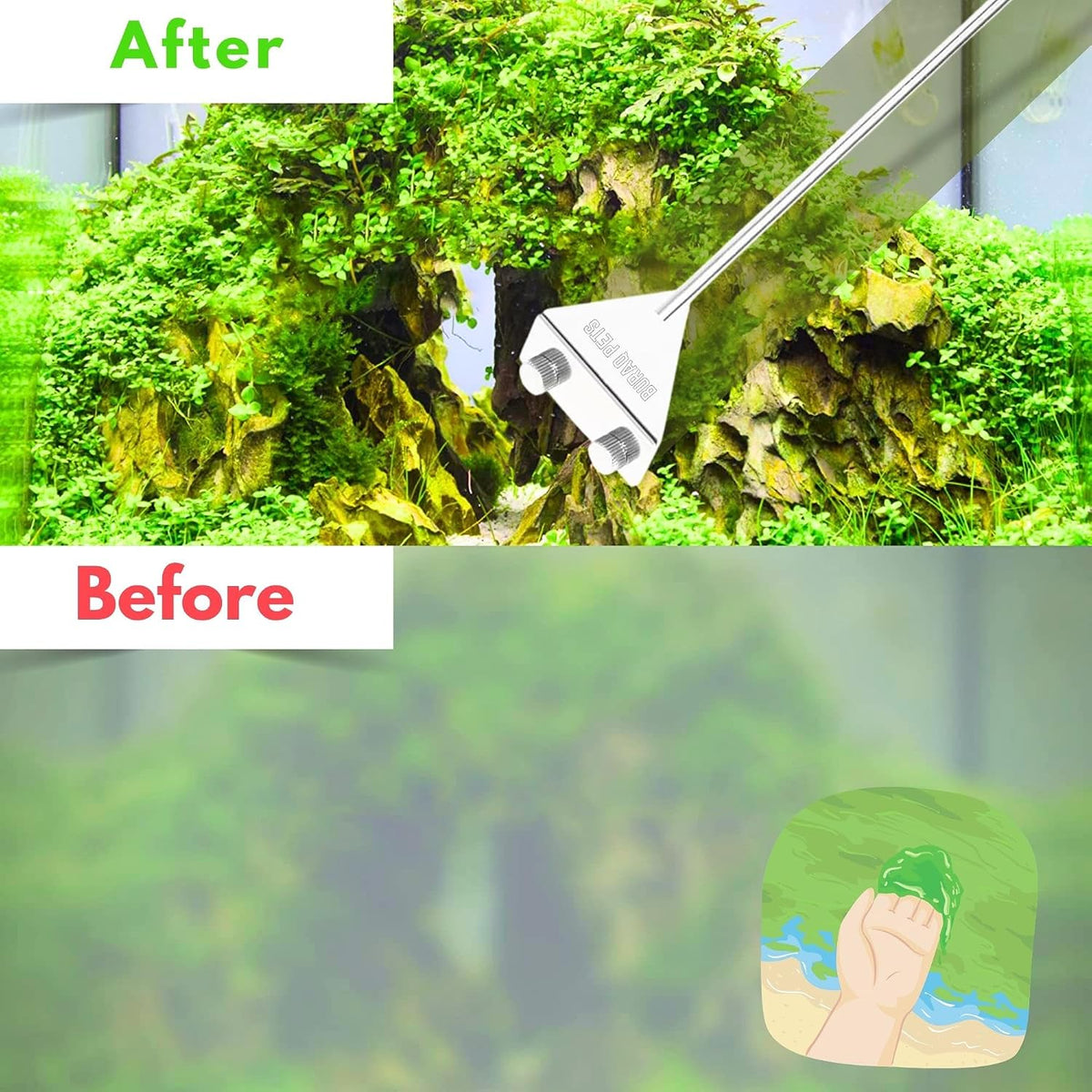 Extendable Scraper Stainless Steel Algae Scraper for Crystal Clear Fish Tanks