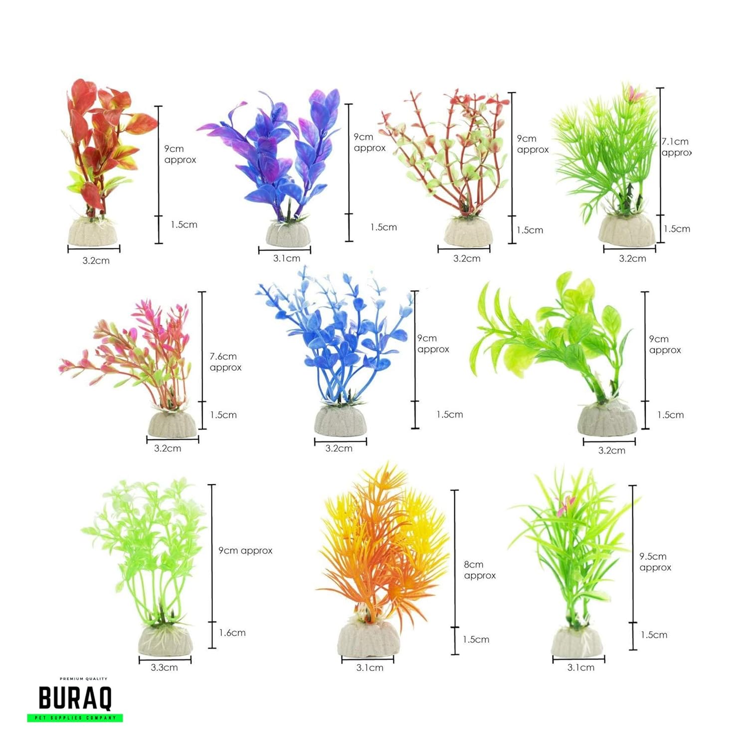 Artificial Fish Tank Plants – 10 Pcs Set for Healthy Aquarium